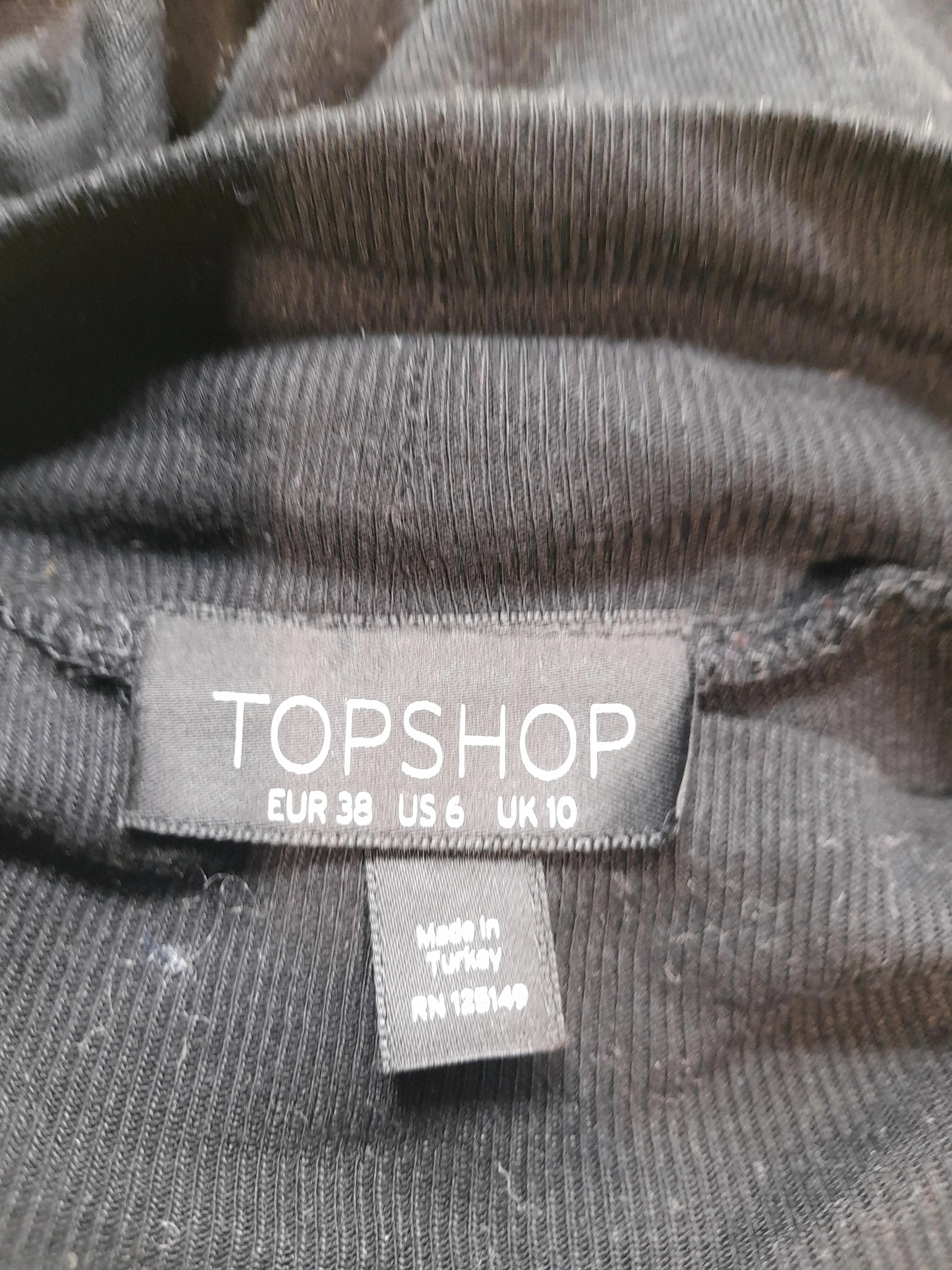 Topshop Women's Top UK 10 Black 100% Other Long Sleeve Mock Neck Basic - Image 5