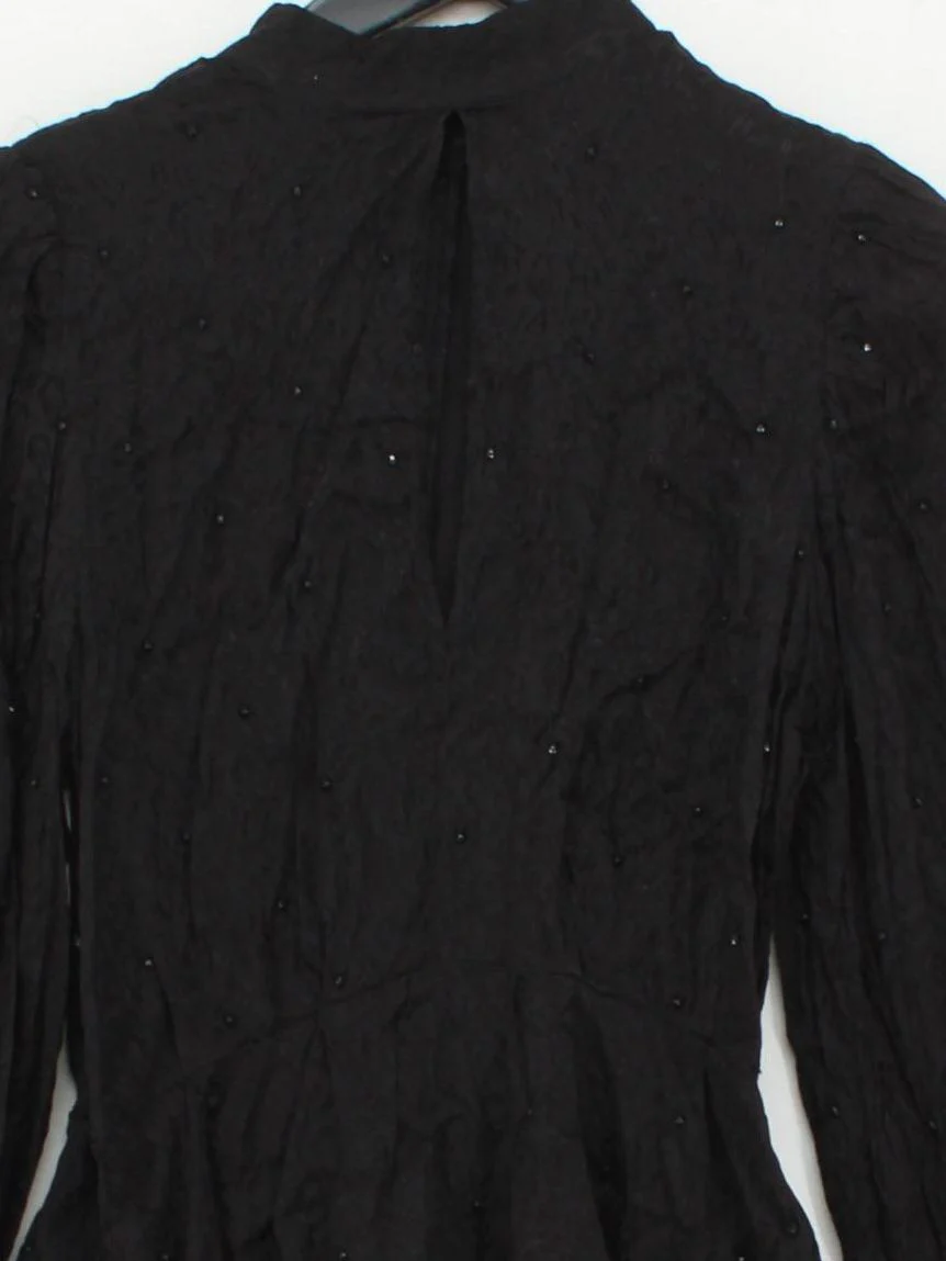 Topshop Women's Top UK 10 Black 100% Viscose Long Sleeve High Neck Basic - Image 3