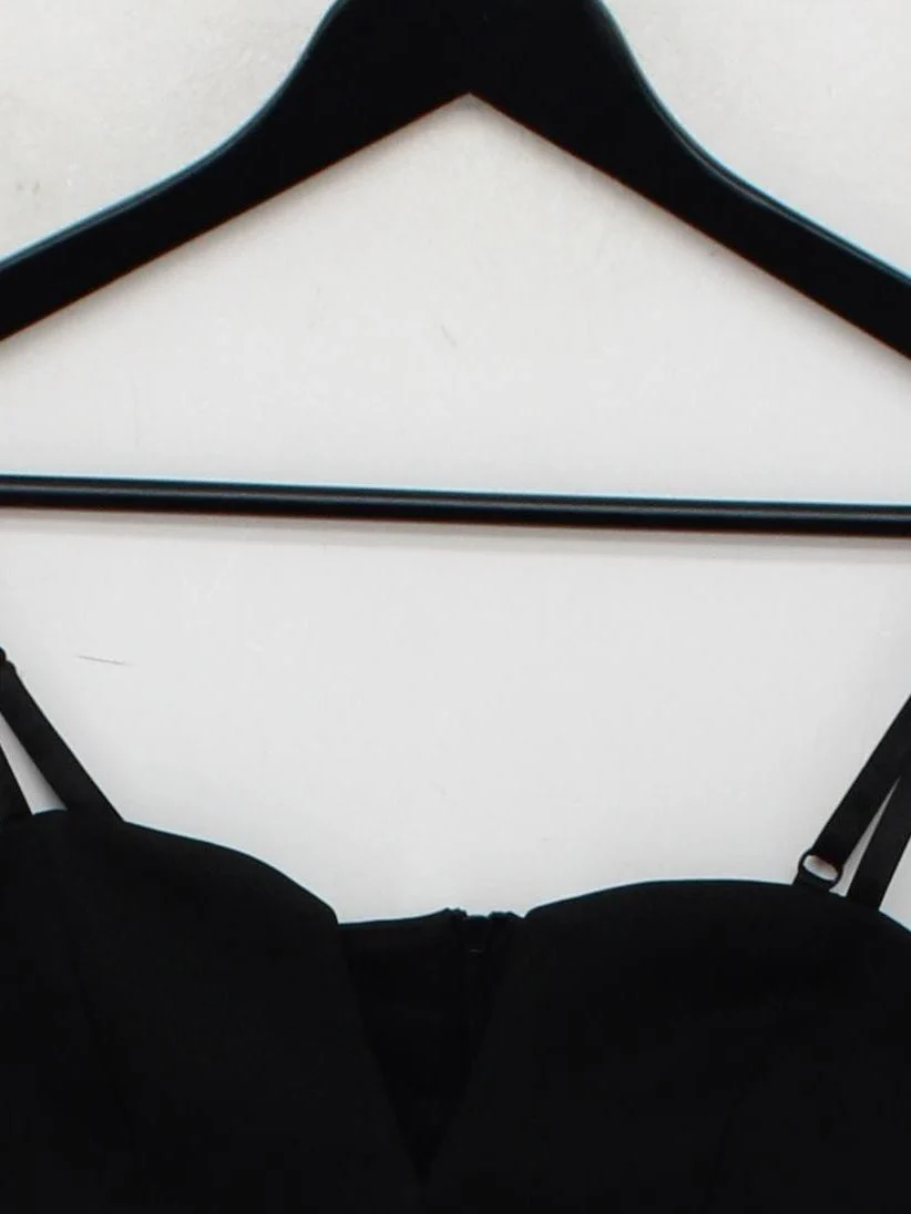 Topshop Women's Top UK 10 Black Polyester with Elastane Cropped - Image 3