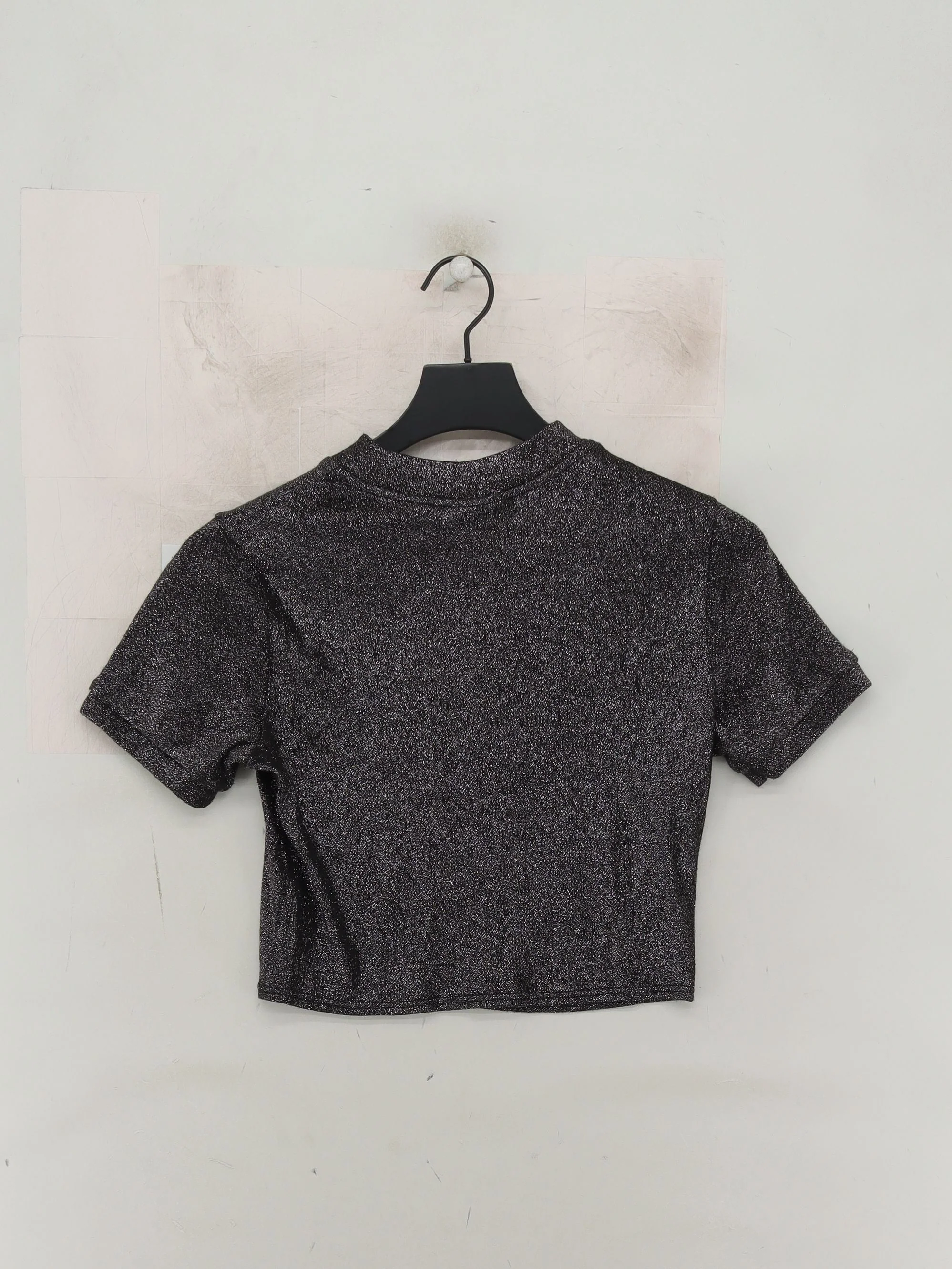 Topshop Women's Top UK 10 Black Viscose with Polyester, Other Cropped - Image 2