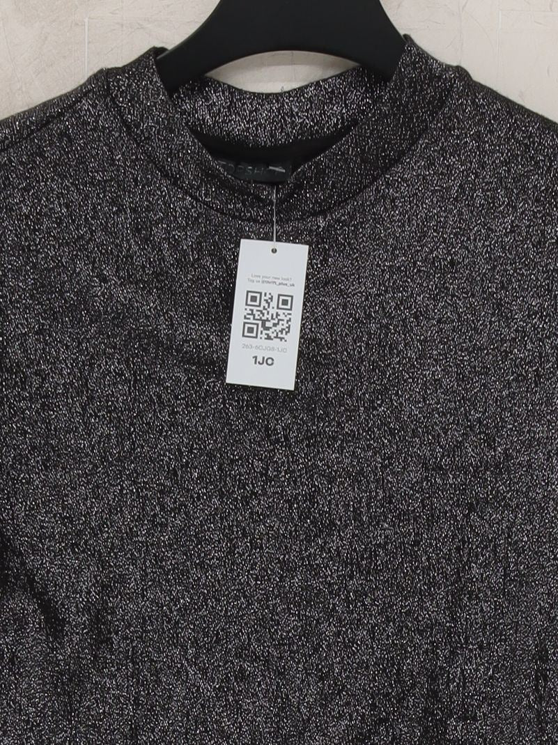 Topshop Women's Top UK 10 Black Viscose with Polyester, Other Cropped - Image 3