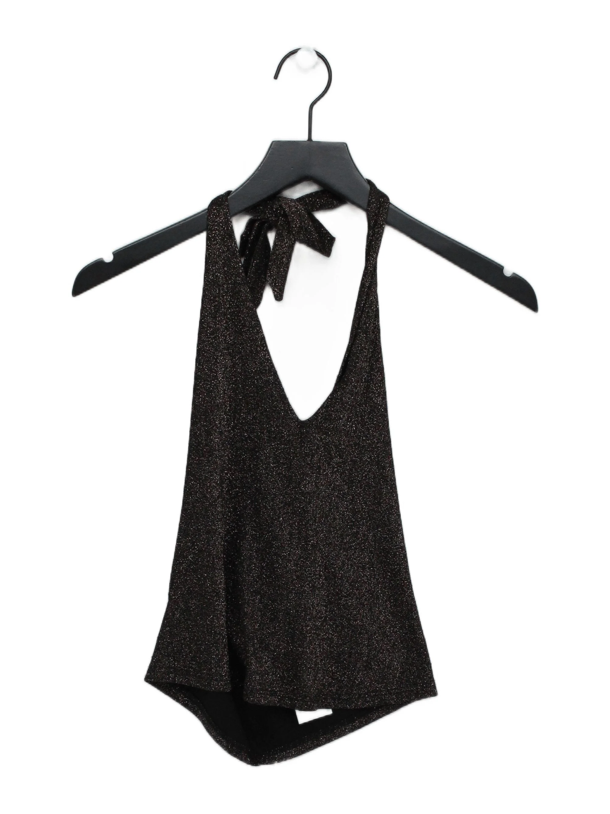 Topshop Women's Top UK 10 Black Viscose with Polyester, Other, Elastane Basic