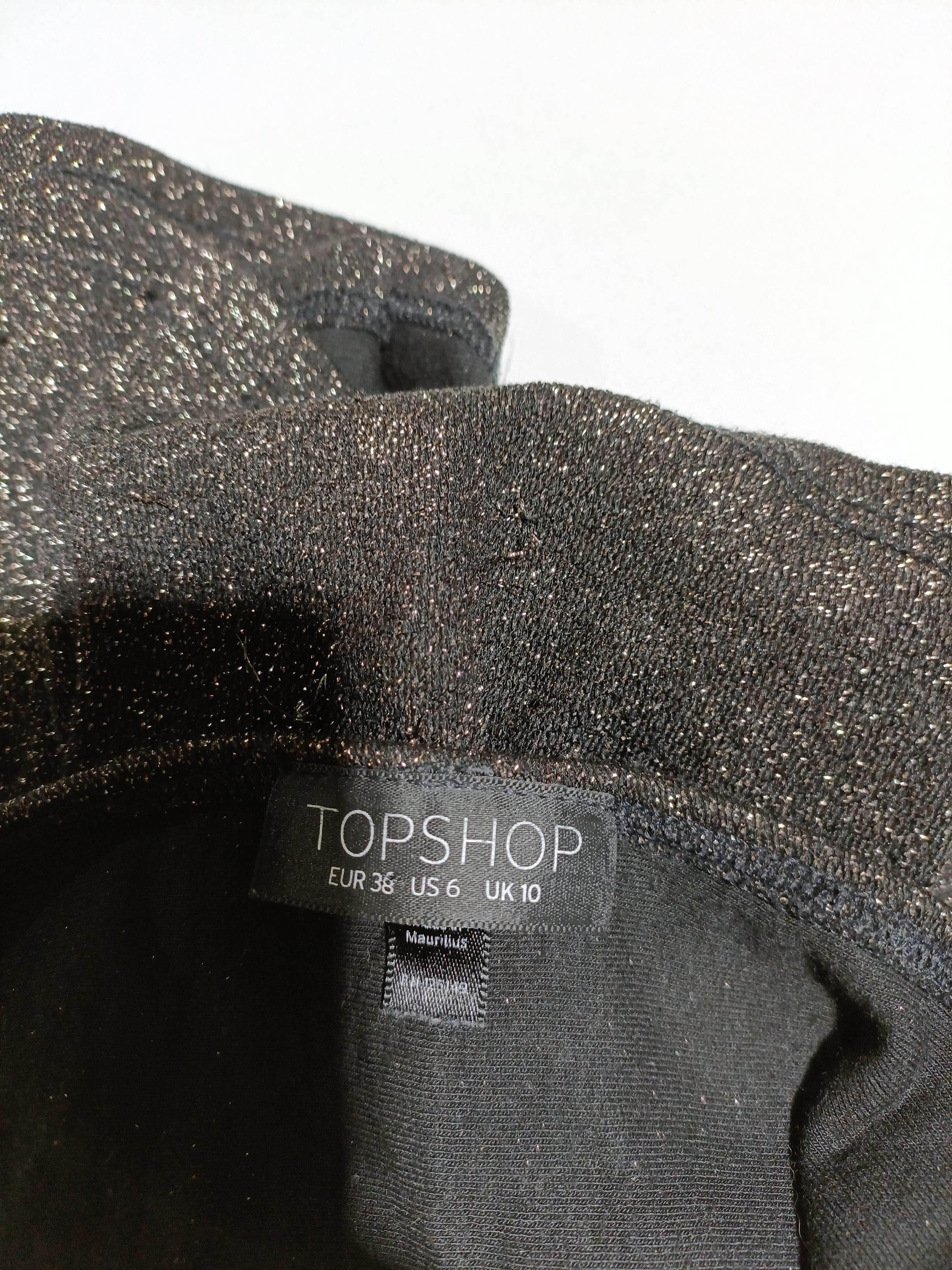 Topshop Women's Top UK 10 Black Viscose with Polyester, Other, Elastane Basic - Image 5