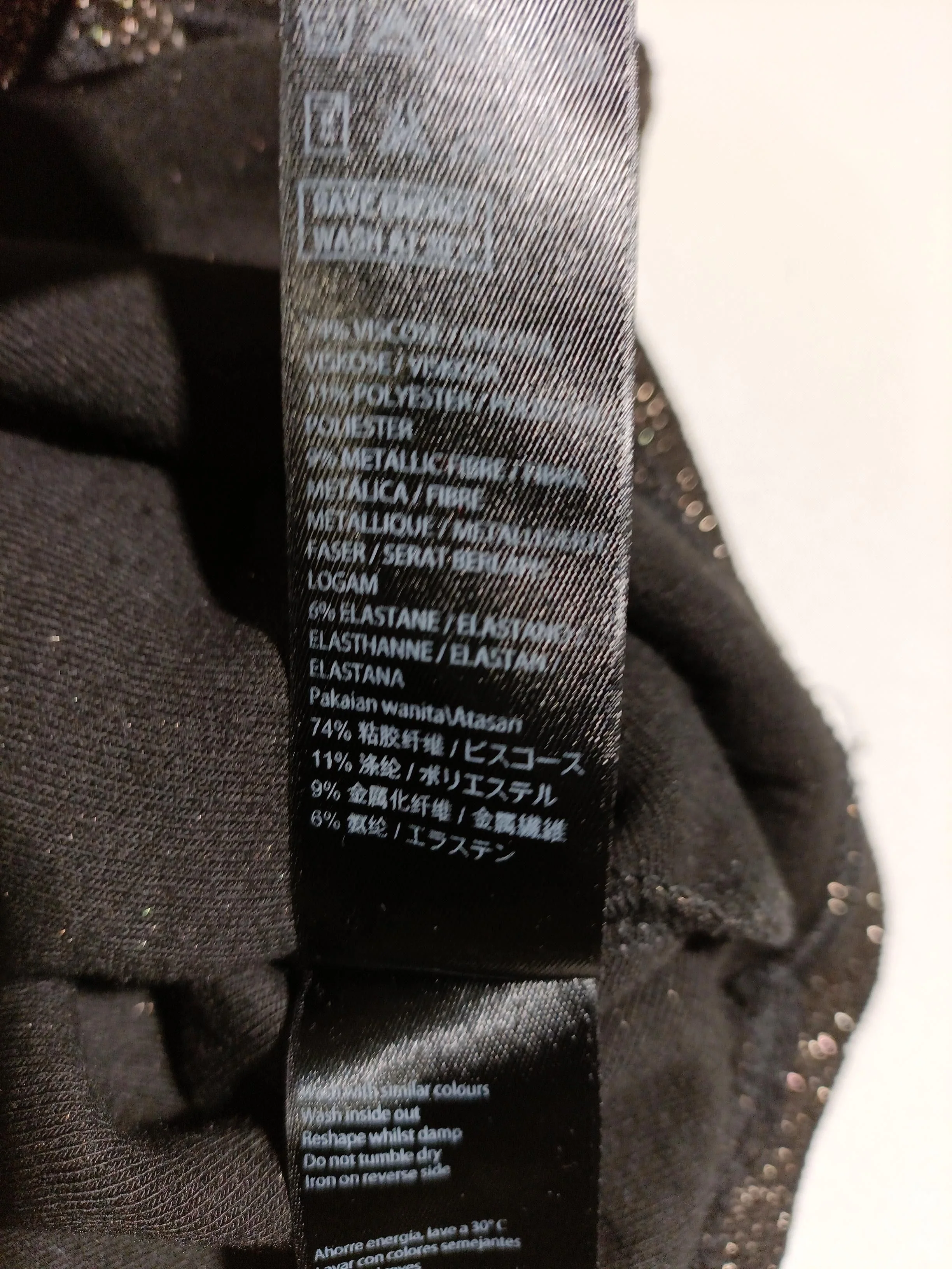 Topshop Women's Top UK 10 Black Viscose with Polyester, Other, Elastane Basic - Image 6