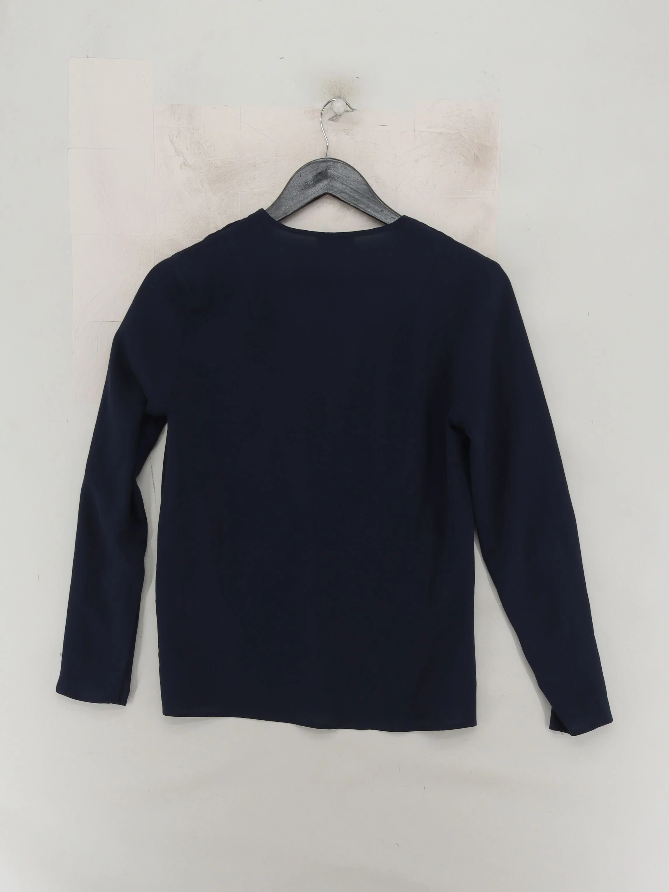 Topshop Women's Top UK 10 Blue Polyester with Elastane Long Sleeve V-Neck Basic - Image 2