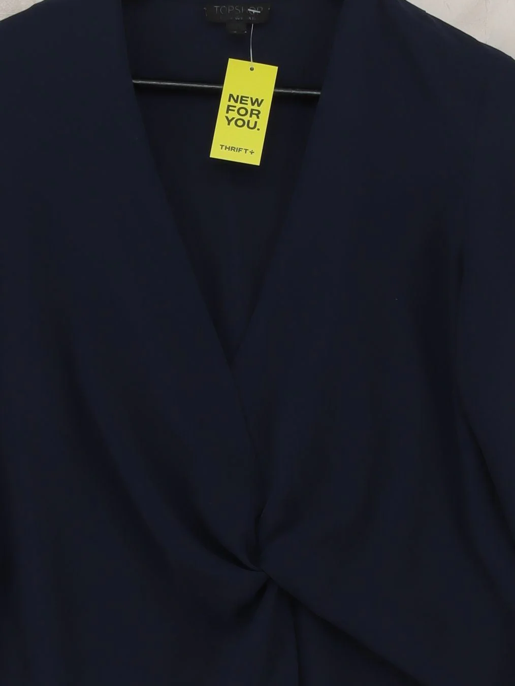 Topshop Women's Top UK 10 Blue Polyester with Elastane Long Sleeve V-Neck Basic - Image 3