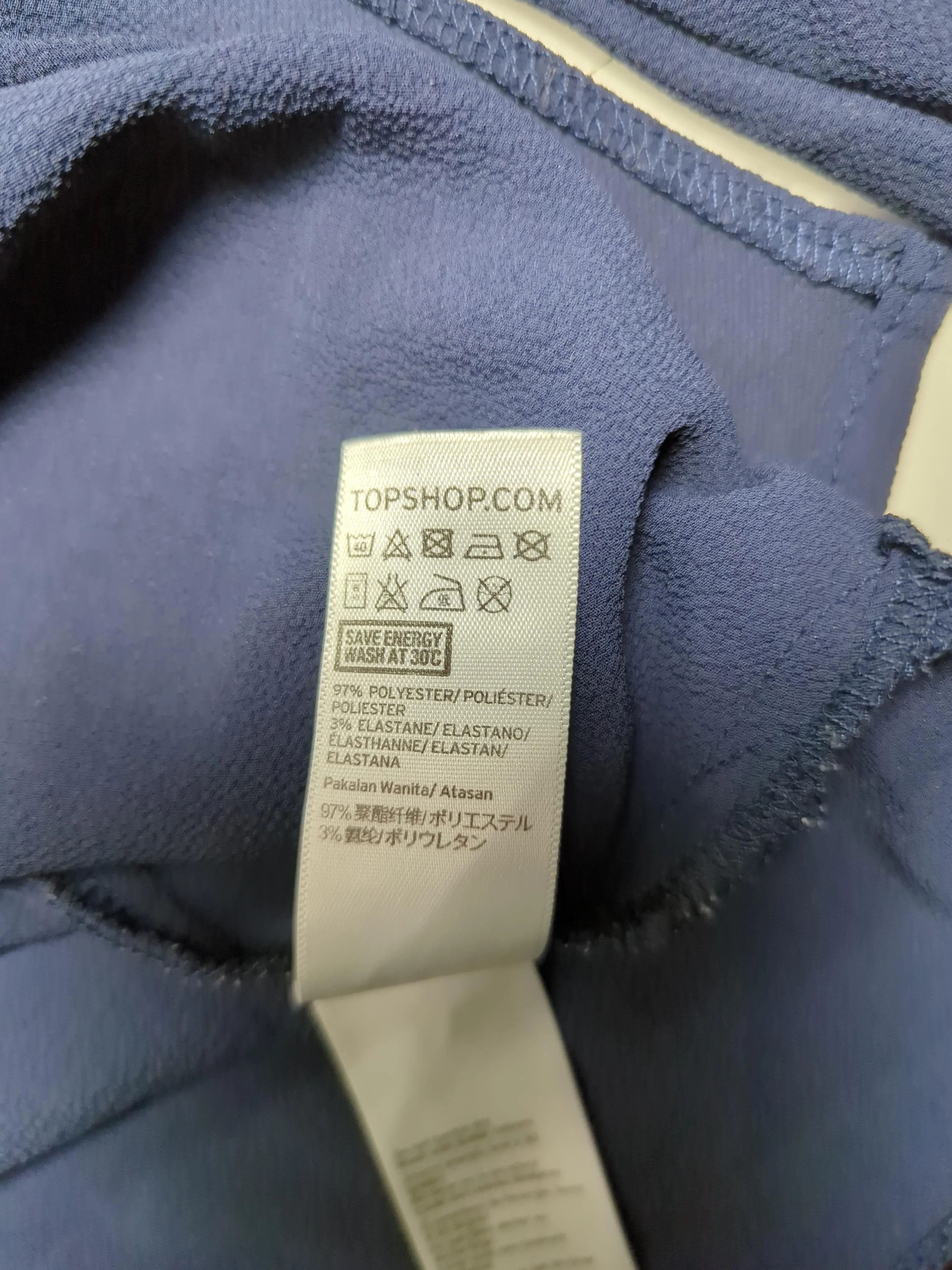 Topshop Women's Top UK 10 Blue Polyester with Elastane Long Sleeve V-Neck Basic - Image 6