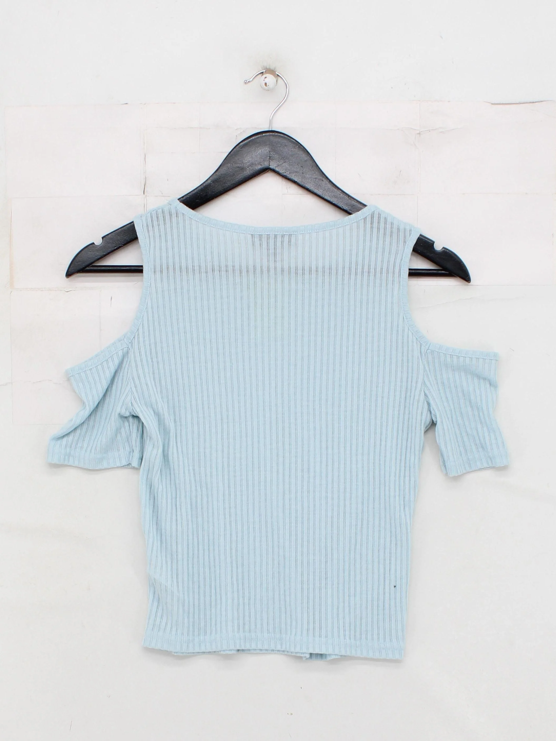 Topshop Women's Top UK 10 Blue Polyester with Viscose Basic - Image 2