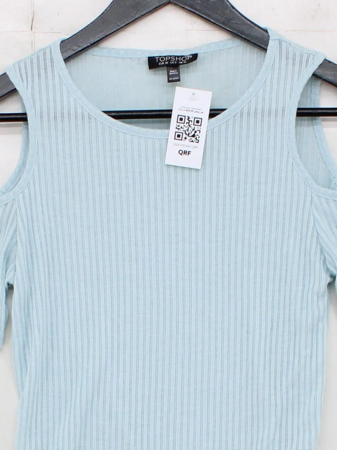 Topshop Women's Top UK 10 Blue Polyester with Viscose Basic - Image 3