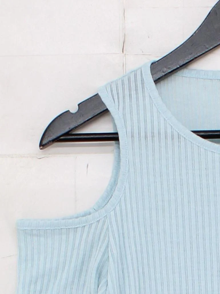 Topshop Women's Top UK 10 Blue Polyester with Viscose Basic - Image 4
