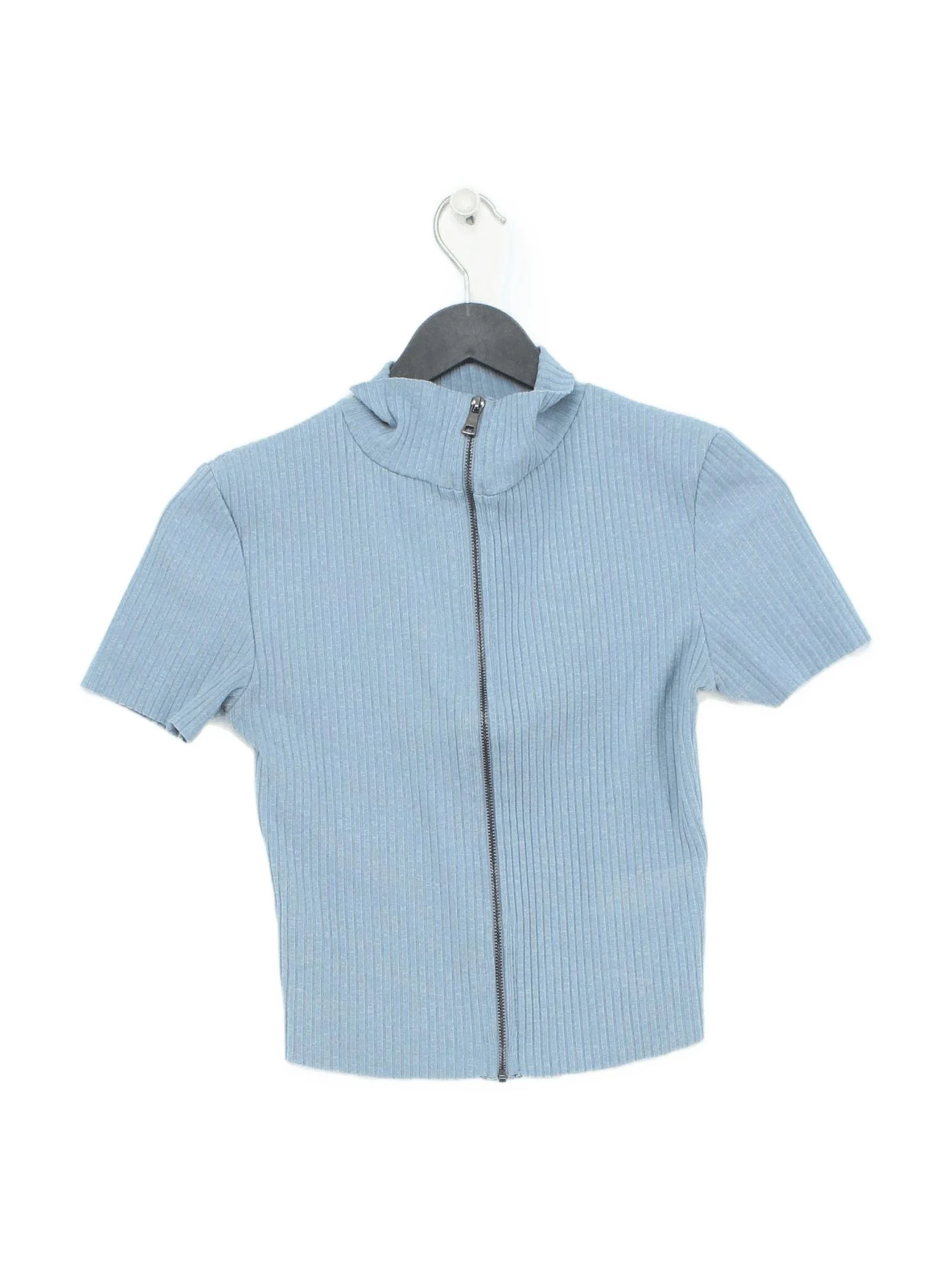 Topshop Women's Top UK 10 Blue Polyester with Viscose Basic