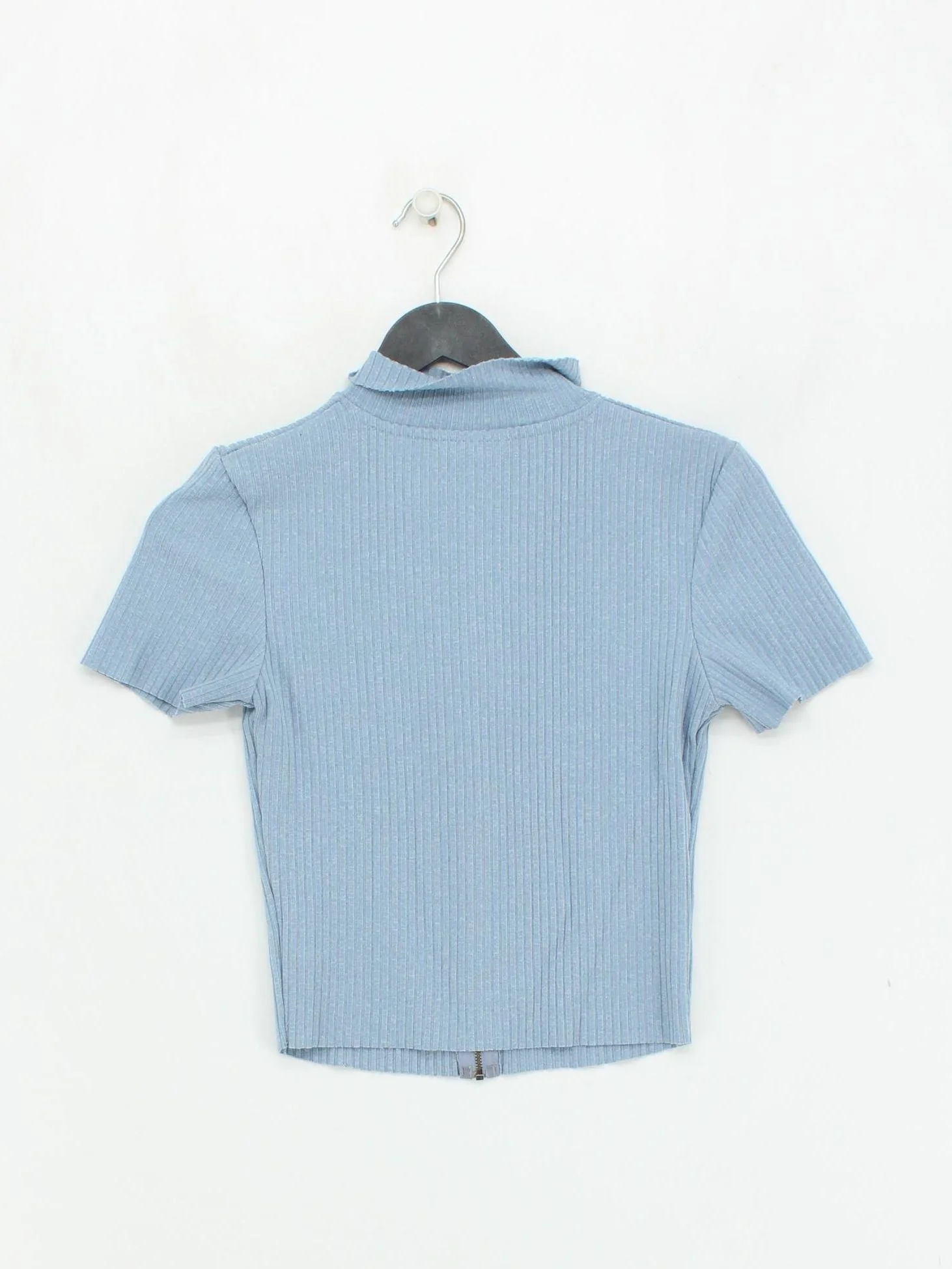 Topshop Women's Top UK 10 Blue Polyester with Viscose Basic - Image 2