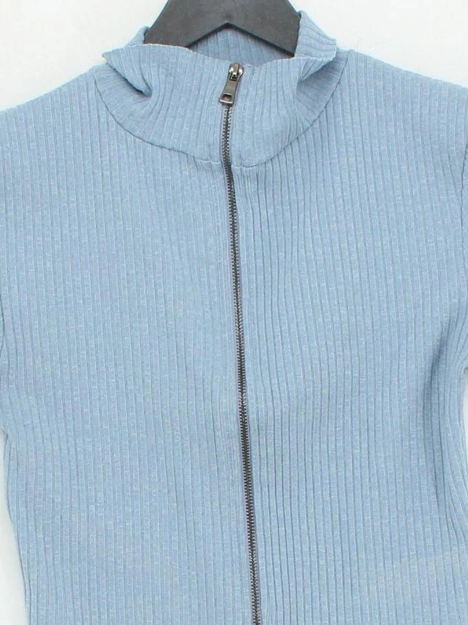 Topshop Women's Top UK 10 Blue Polyester with Viscose Basic - Image 3