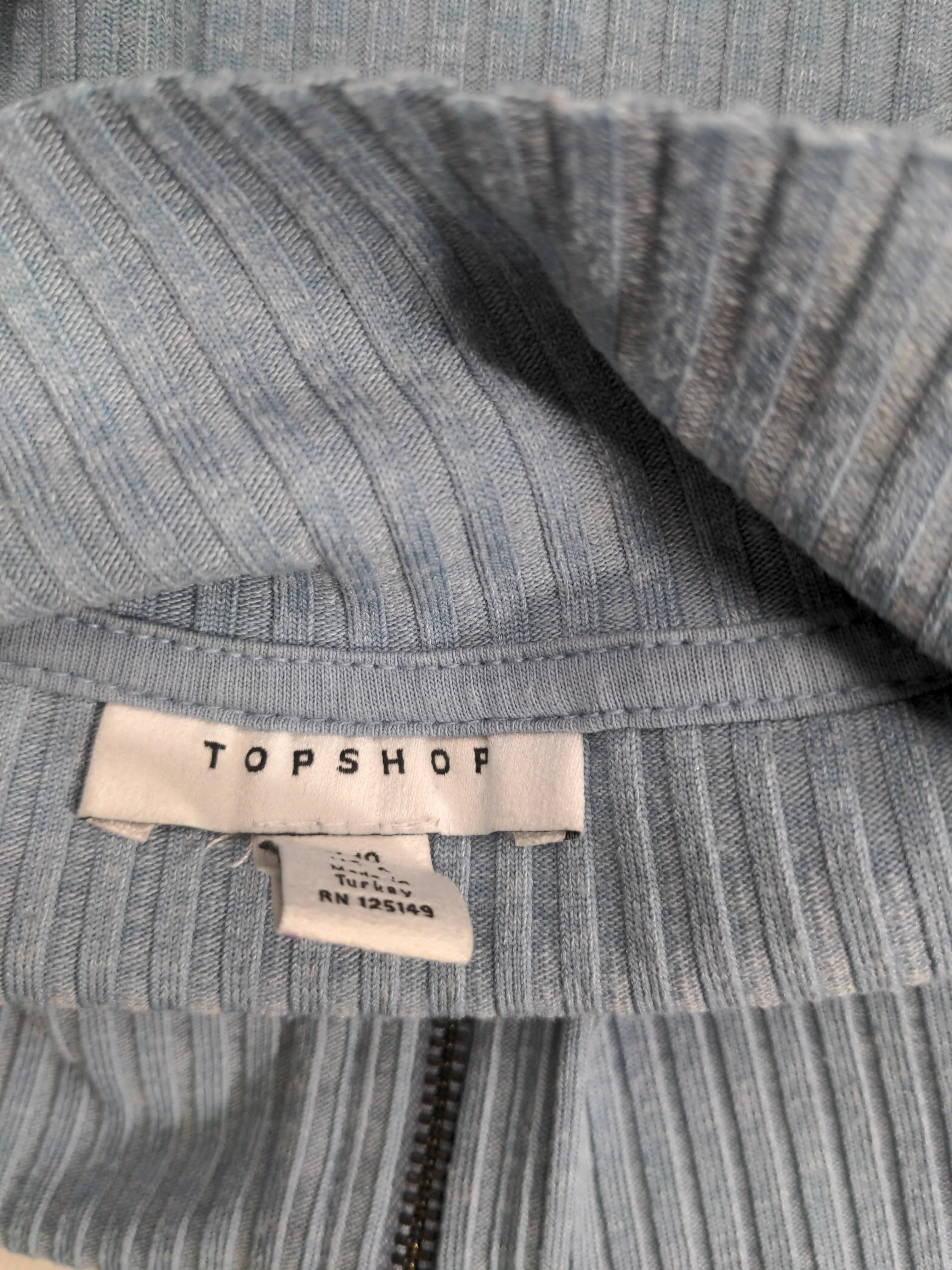 Topshop Women's Top UK 10 Blue Polyester with Viscose Basic - Image 5