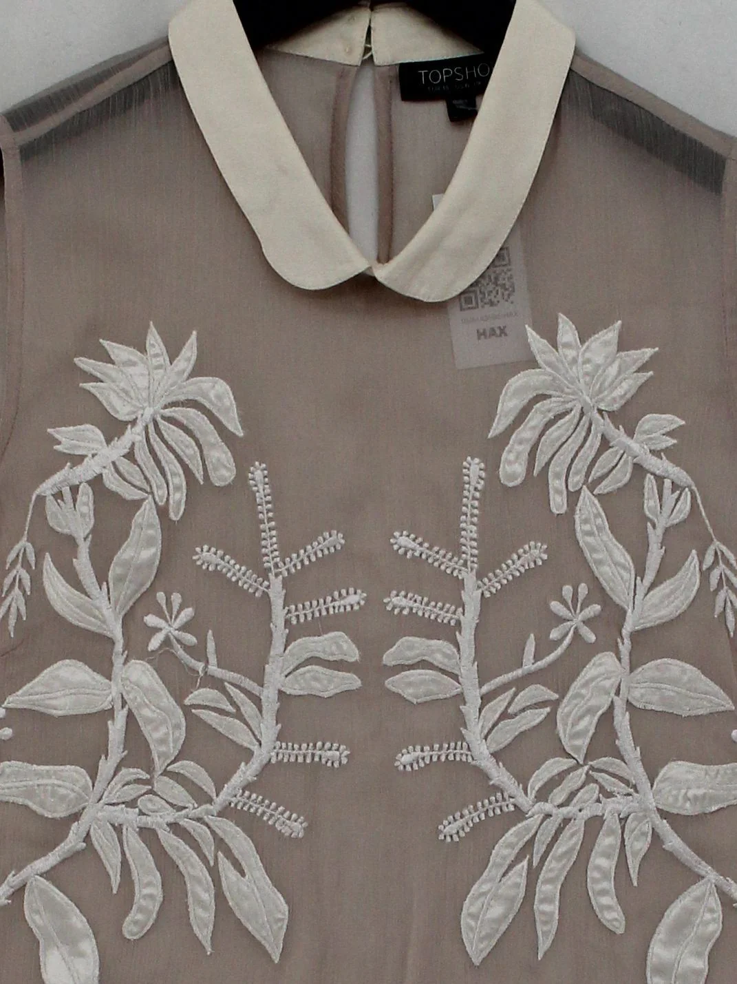 Topshop Women's Top UK 10 Cream Polyester with Cotton, Viscose Basic - Image 3
