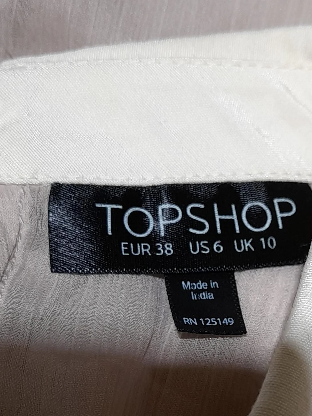 Topshop Women's Top UK 10 Cream Polyester with Cotton, Viscose Basic - Image 5