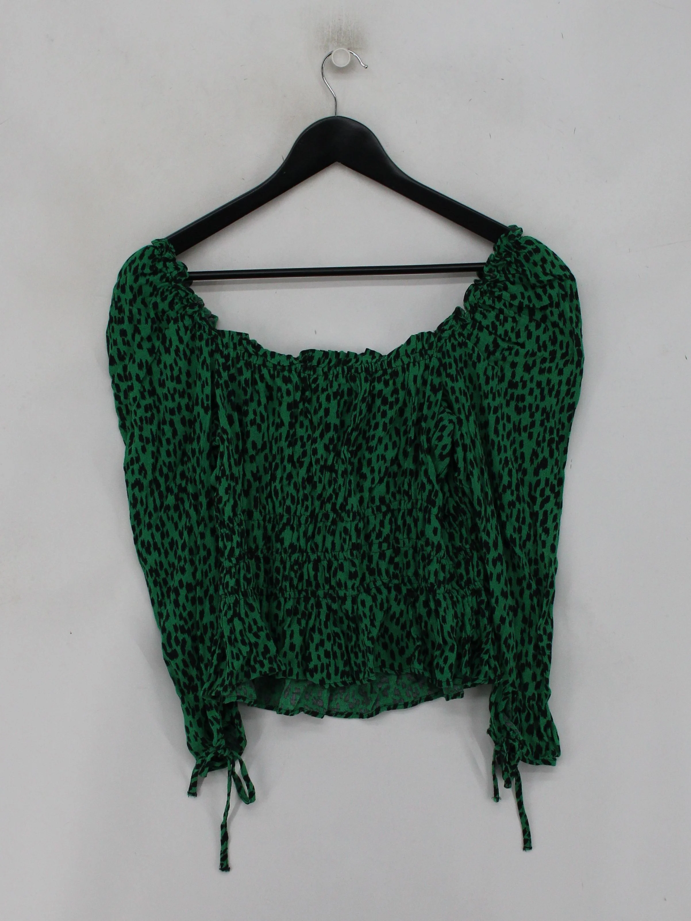 Topshop Women's Top UK 10 Green Viscose with Polyester Cropped - Image 2