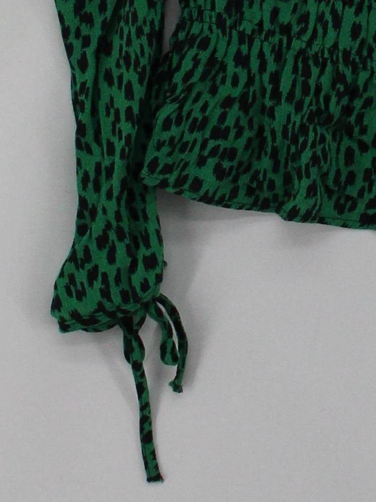 Topshop Women's Top UK 10 Green Viscose with Polyester Cropped - Image 4