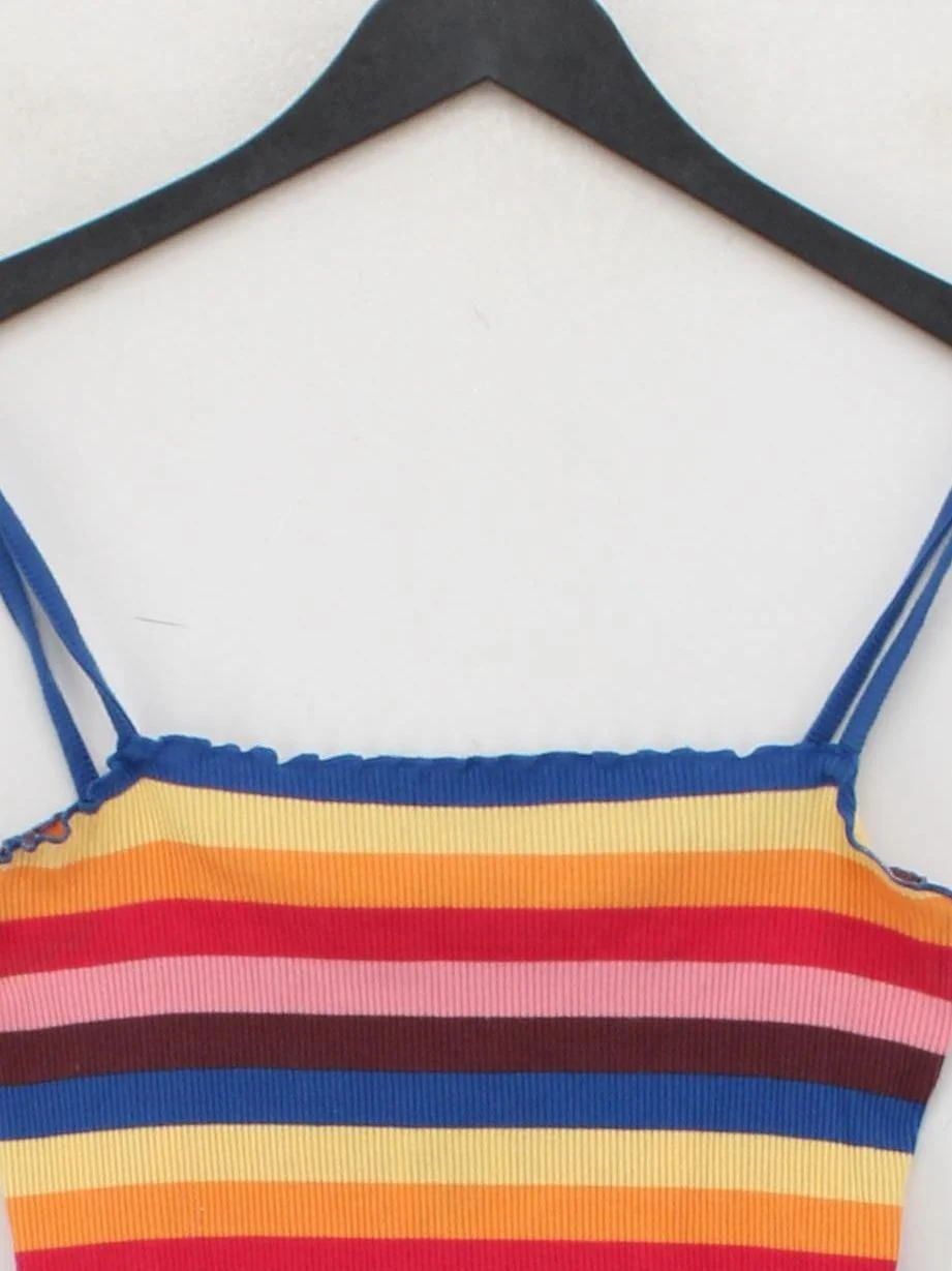 Topshop Women's Top UK 10 Multi Cotton with Elastane Cropped - Image 3