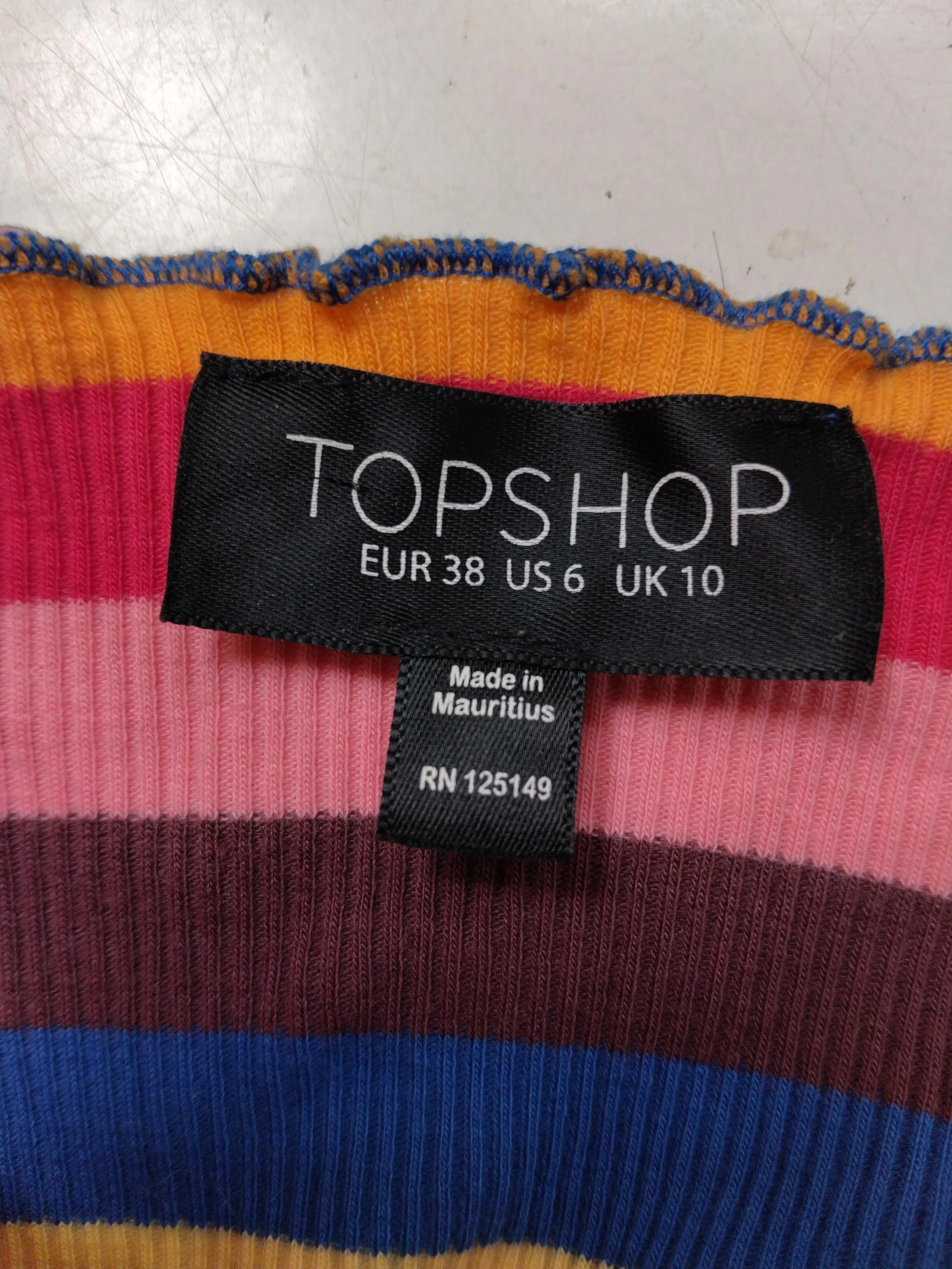 Topshop Women's Top UK 10 Multi Cotton with Elastane Cropped - Image 5