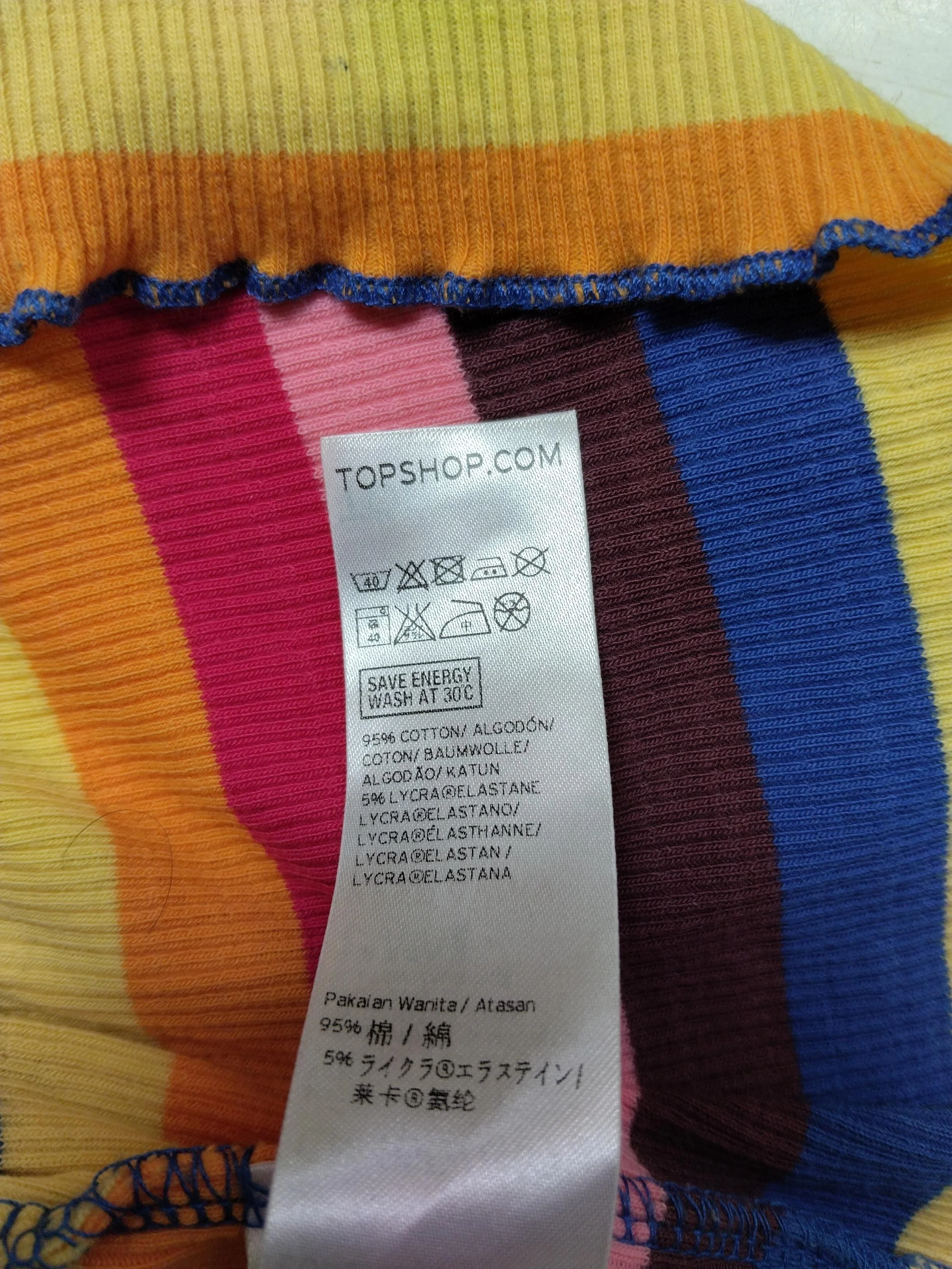 Topshop Women's Top UK 10 Multi Cotton with Elastane Cropped - Image 6