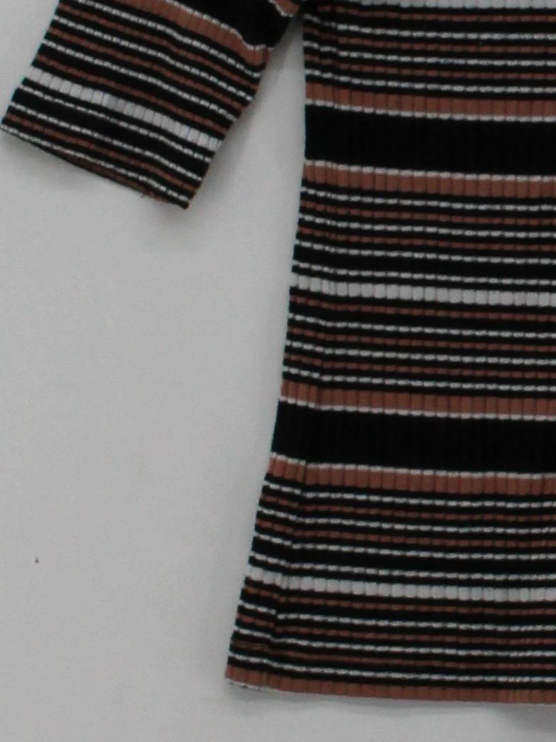 Topshop Women's Top UK 10 Multi Striped 100% Other 3/4 Sleeve Mock Neck Basic - Image 4