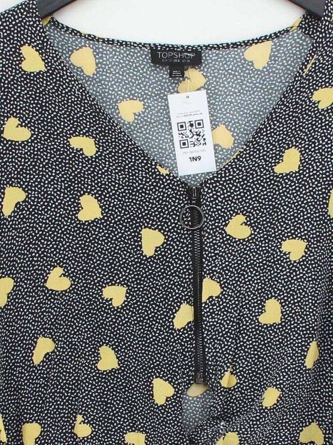 Topshop Women's Top UK 10 Multi Viscose with Polyester 3/4 Sleeve V-Neck Cropped - Image 3