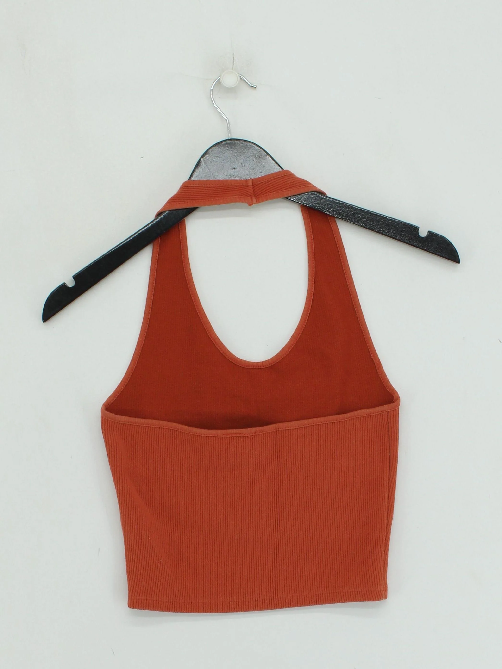 Topshop Women's Top UK 10 Orange Cotton with Polyester, Elastane Basic - Image 2