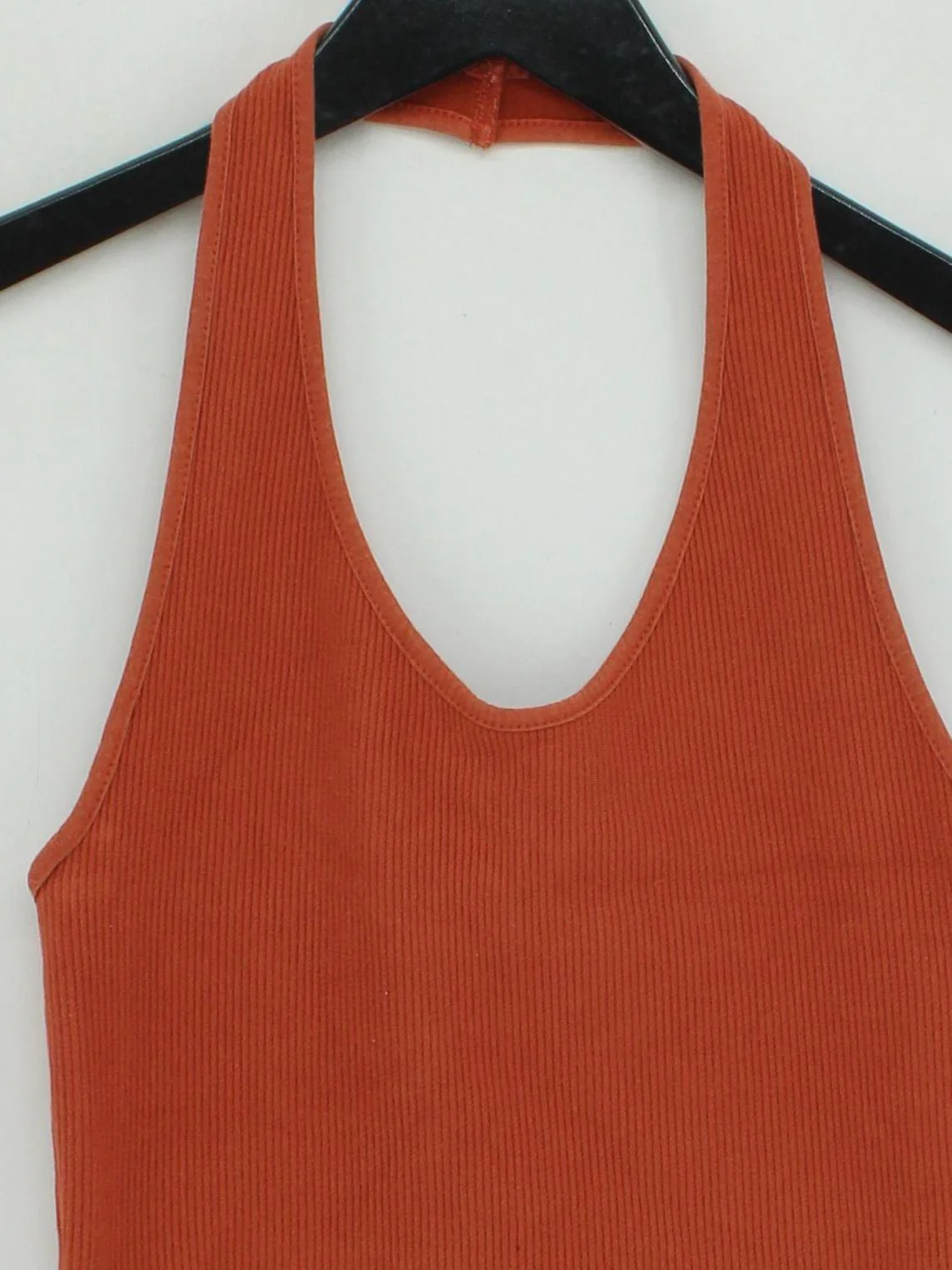 Topshop Women's Top UK 10 Orange Cotton with Polyester, Elastane Basic - Image 3