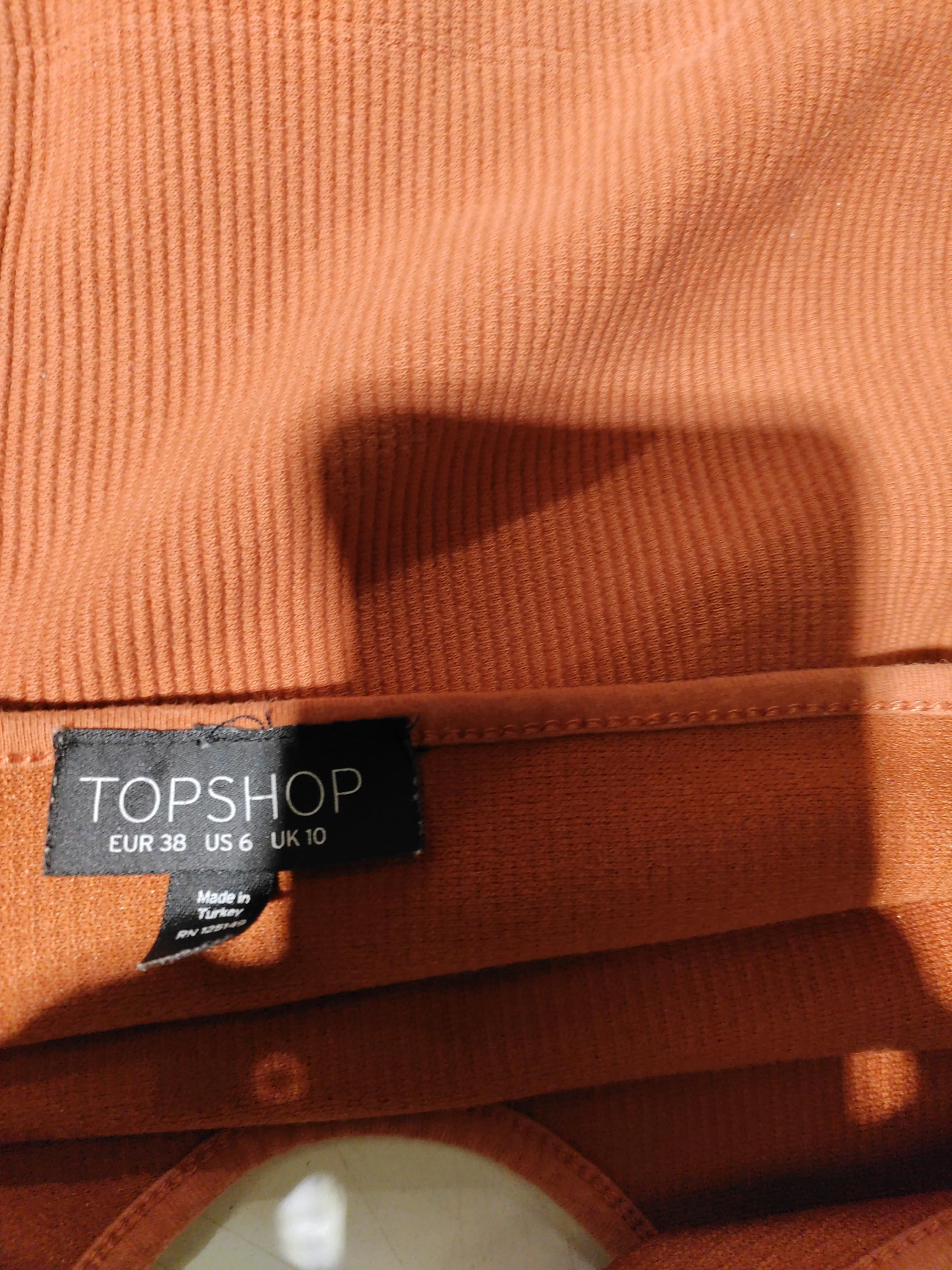 Topshop Women's Top UK 10 Orange Cotton with Polyester, Elastane Basic - Image 6