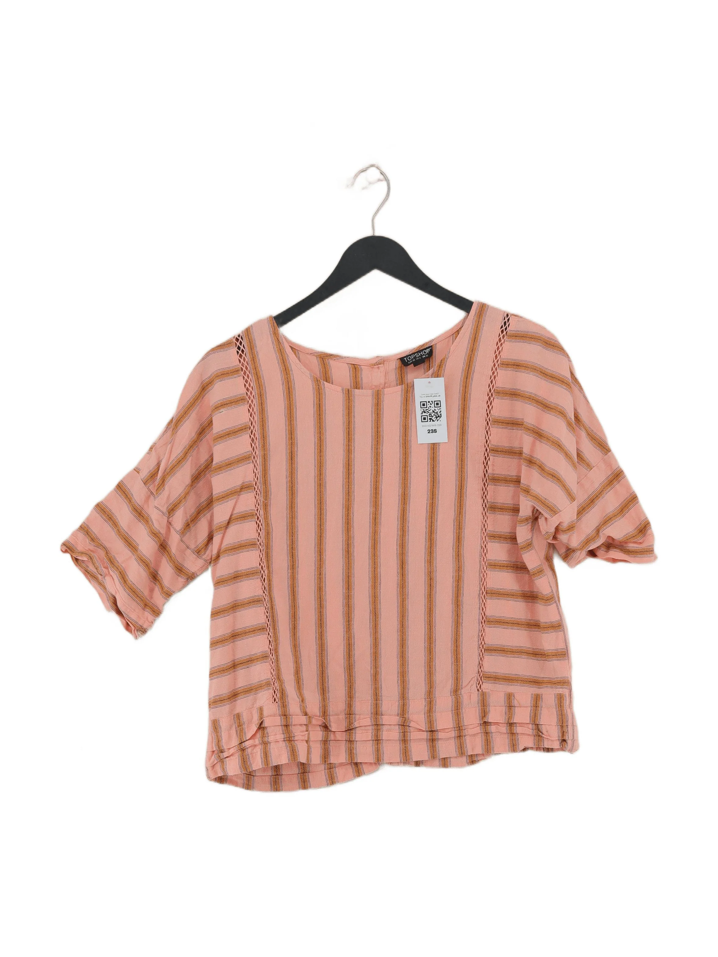 Topshop Women's Top UK 10 Pink Cotton with Linen Basic