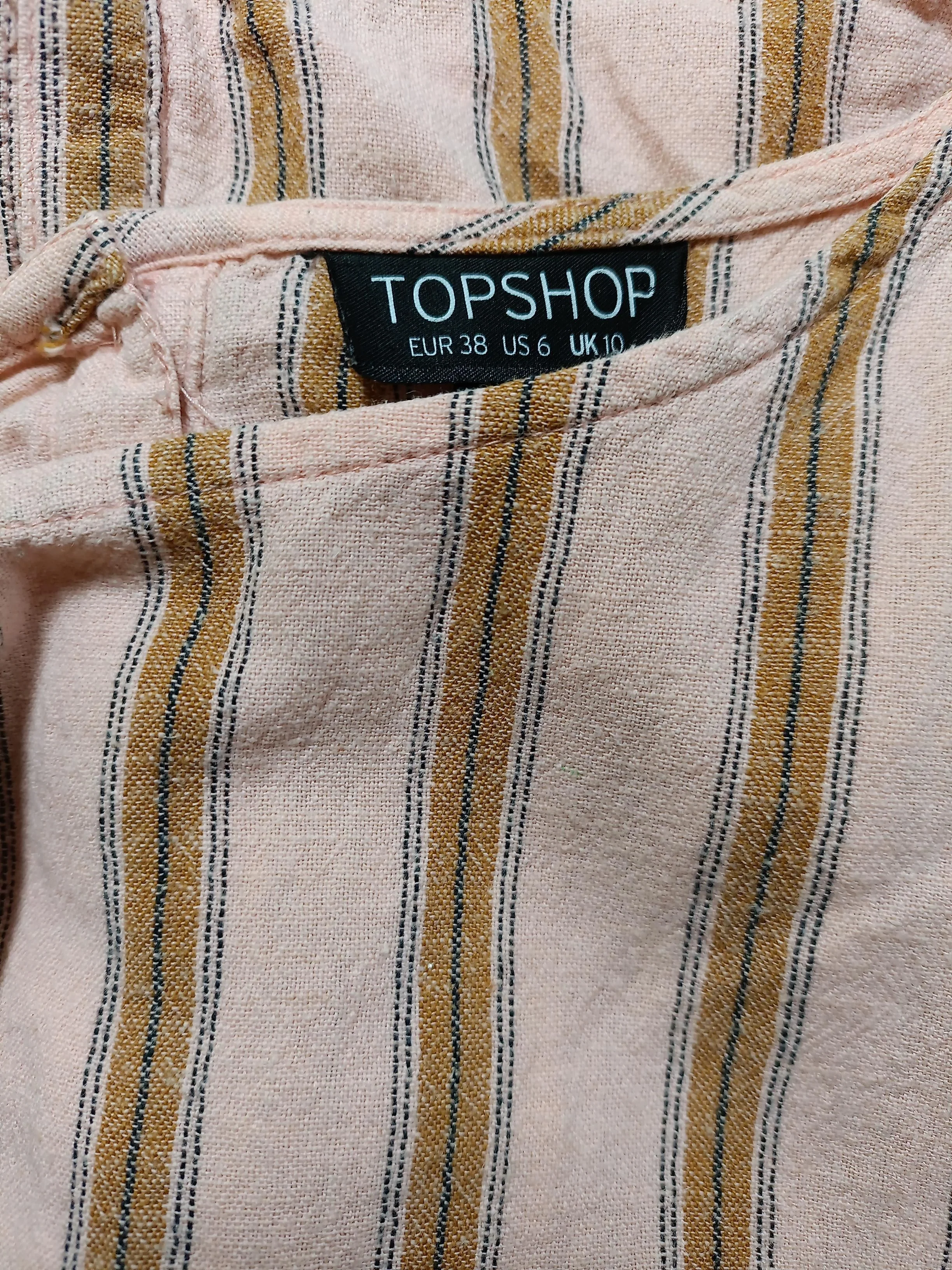 Topshop Women's Top UK 10 Pink Cotton with Linen Basic - Image 5