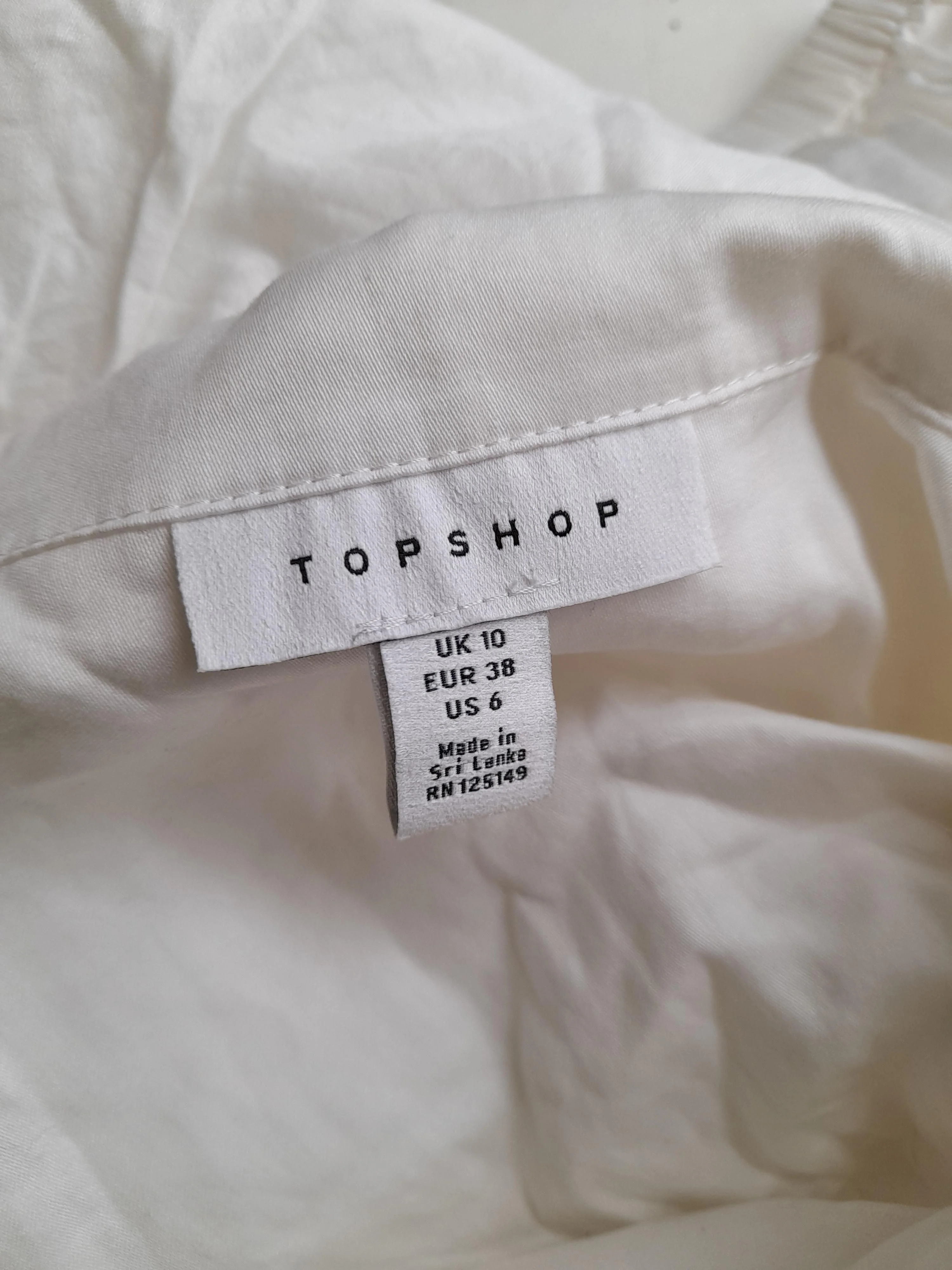 Topshop Women's Top UK 10 White 100% Cotton Long Sleeve Collared Cropped - Image 5