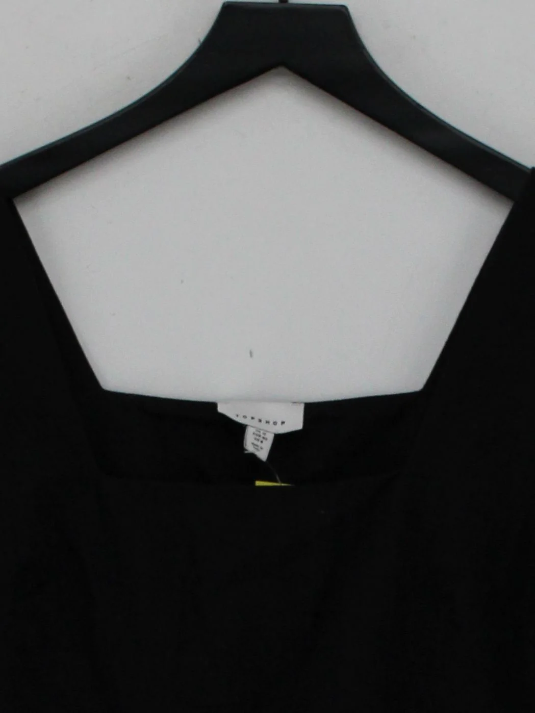 Topshop Women's Top UK 12 Black Cotton with Linen Sleeveless Square Neck Cropped - Image 3