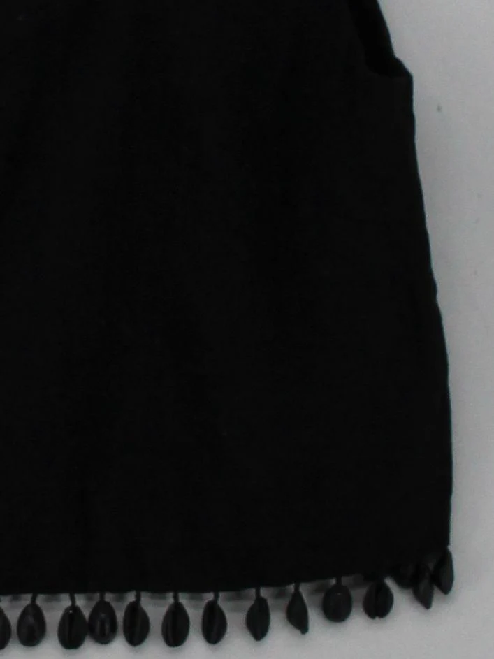 Topshop Women's Top UK 12 Black Cotton with Linen Sleeveless Square Neck Cropped - Image 4