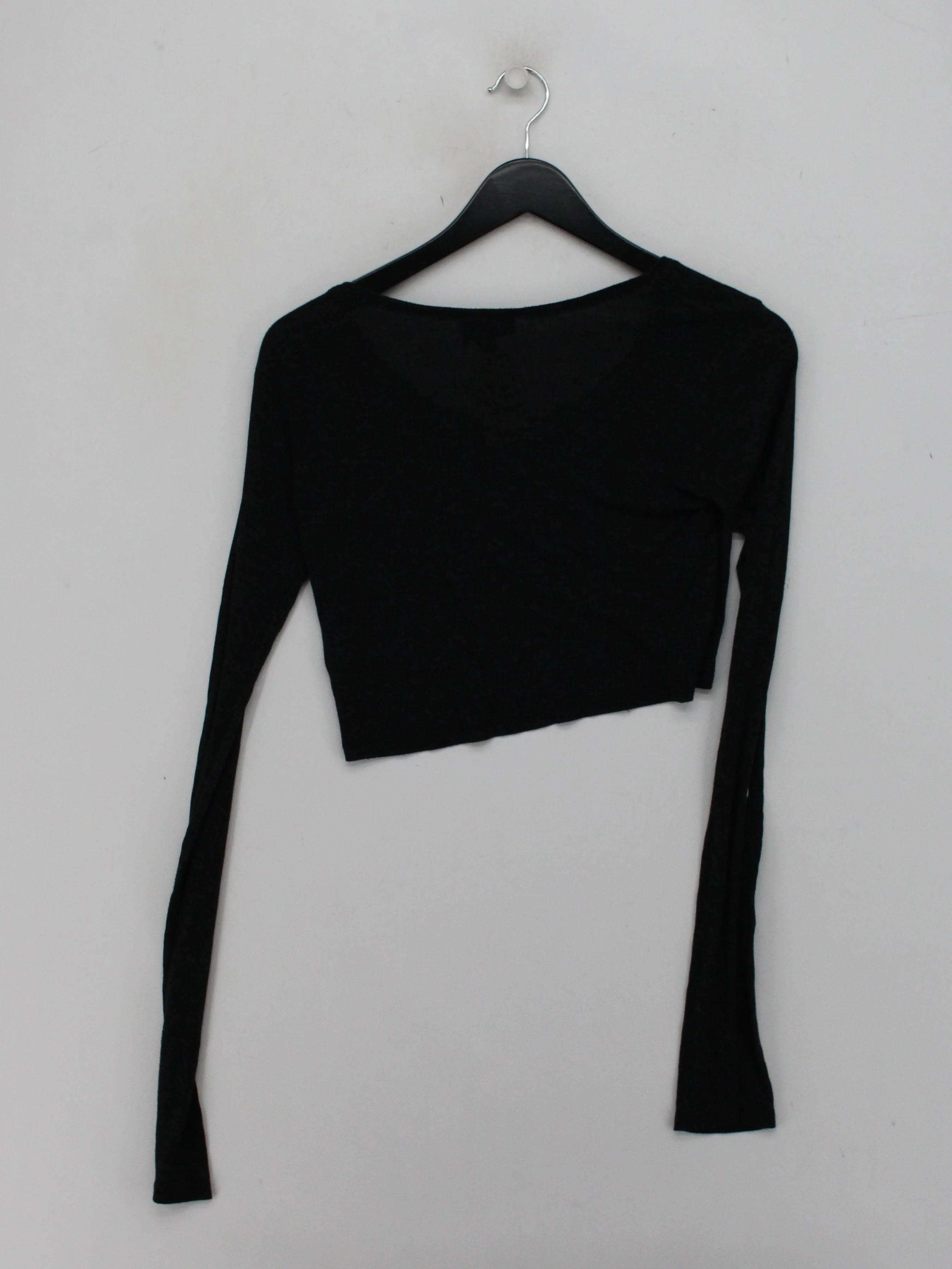 Topshop Women's Top UK 12 Black Viscose with Polyester Cropped - Image 2