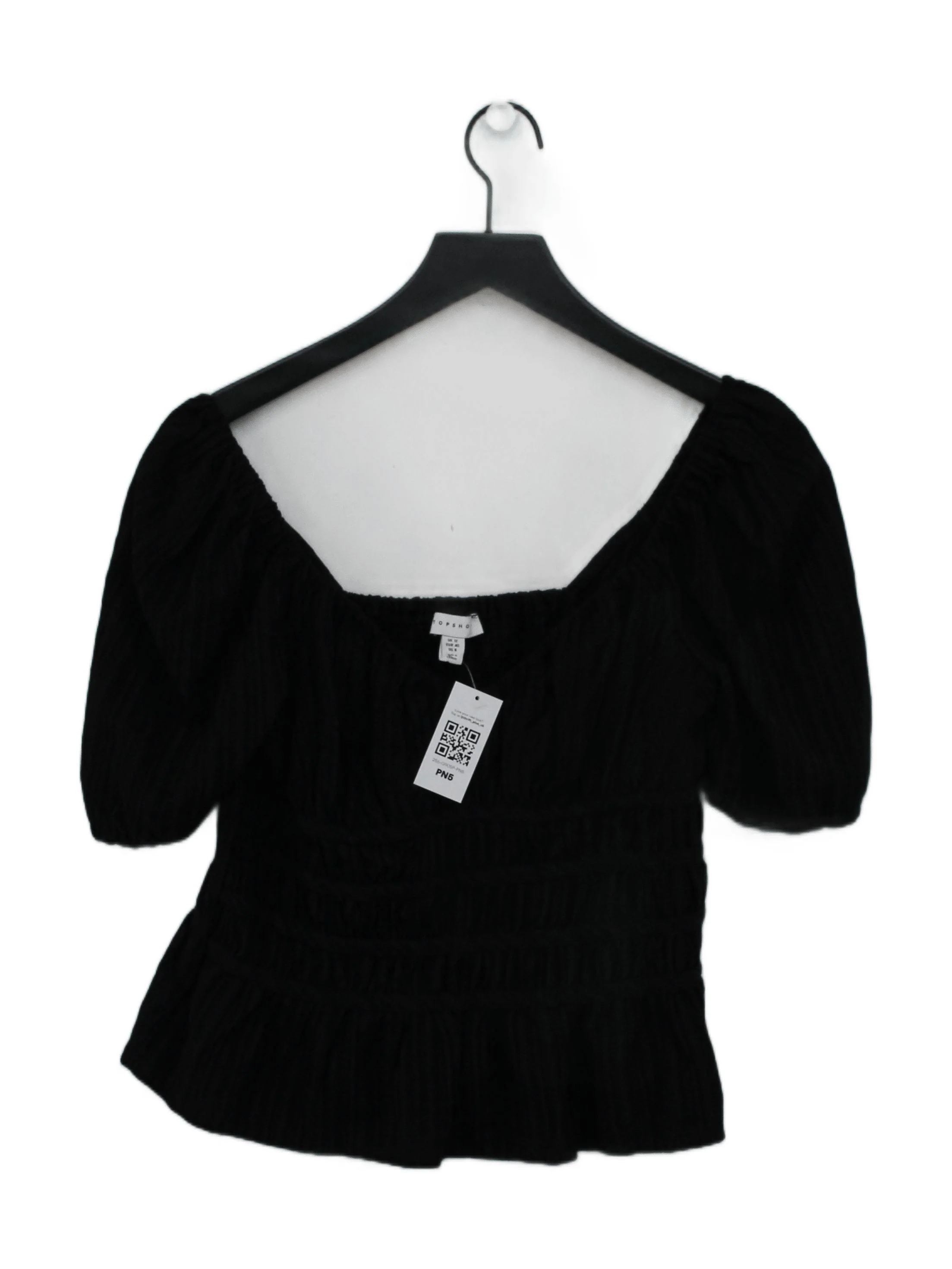 Topshop Women's Top UK 12 Black Viscose with Polyester, Elastane Basic