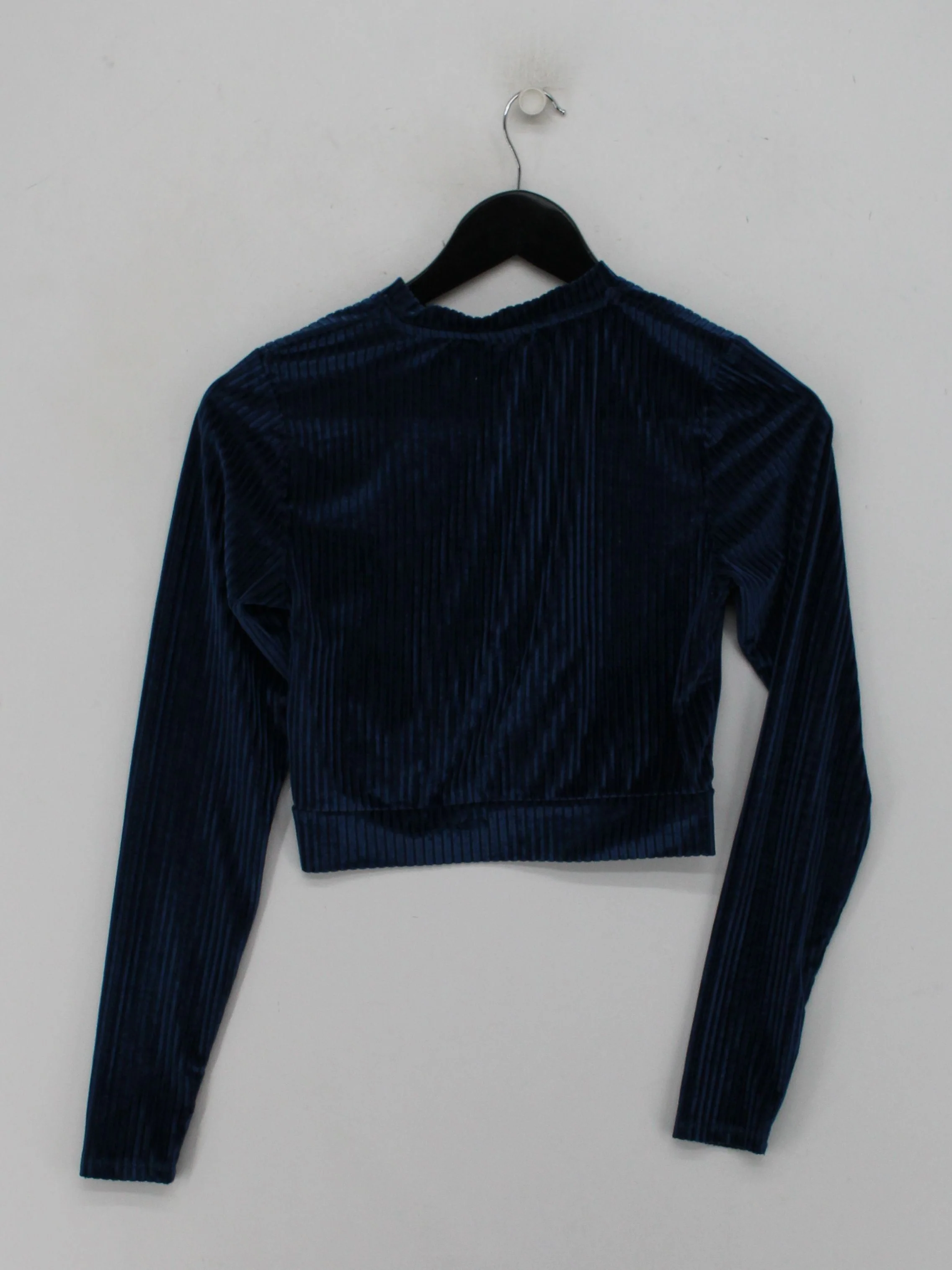 Topshop Women's Top UK 12 Blue Polyester with Elastane Cropped - Image 2