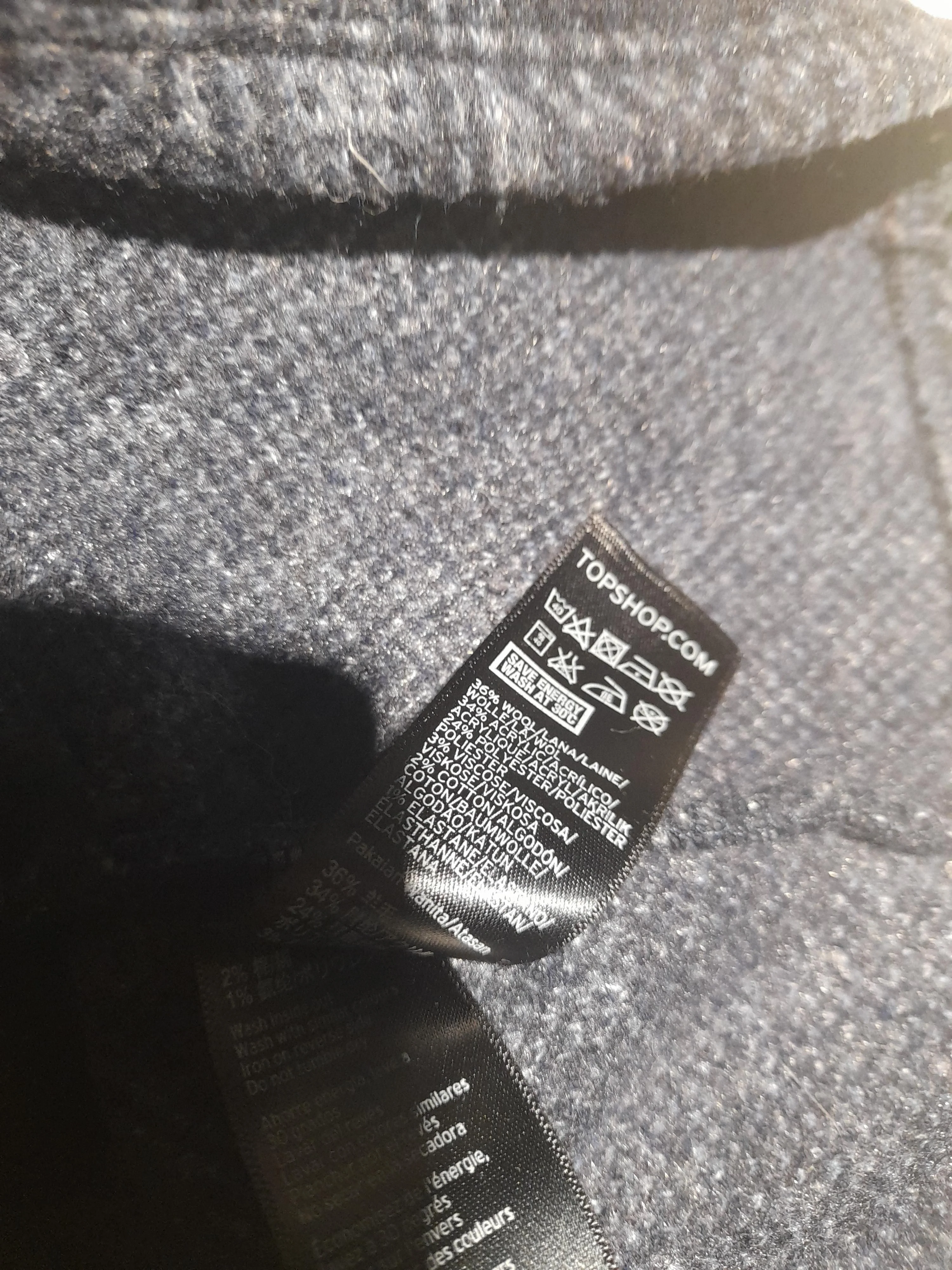 Topshop Women's Top UK 12 Blue Polyester with Viscose, Wool Basic - Image 6