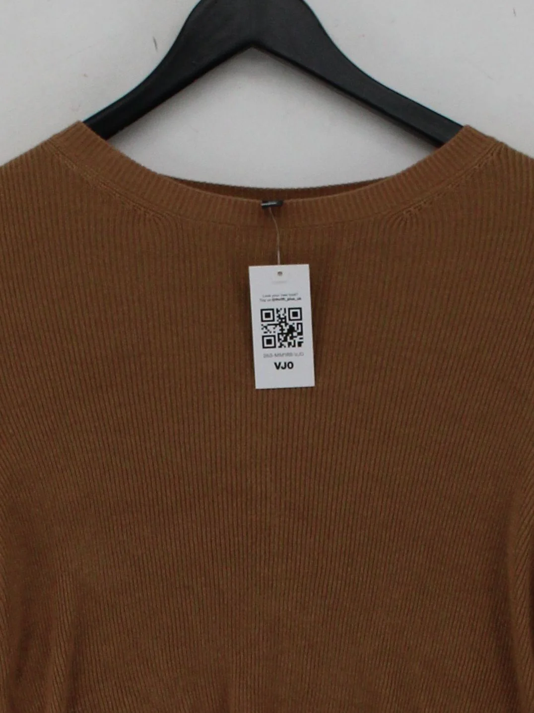 Topshop Women's Top UK 12 Brown Viscose with Wool Long Sleeve Round Neck Cropped - Image 3
