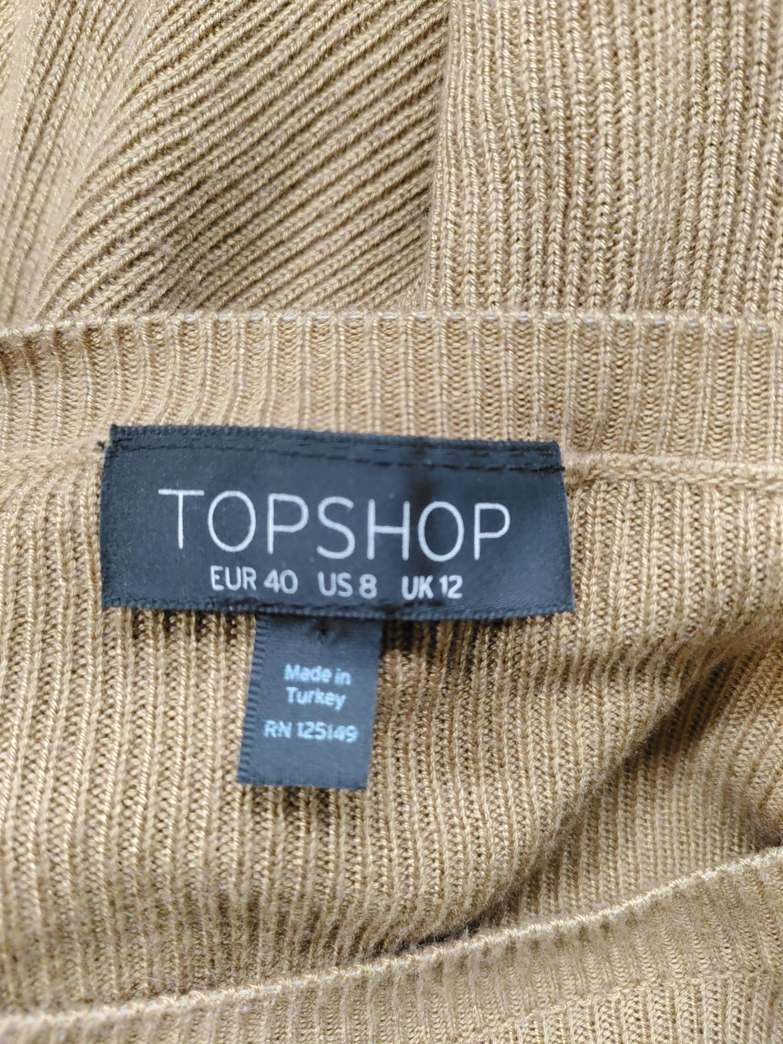 Topshop Women's Top UK 12 Brown Viscose with Wool Long Sleeve Round Neck Cropped - Image 5