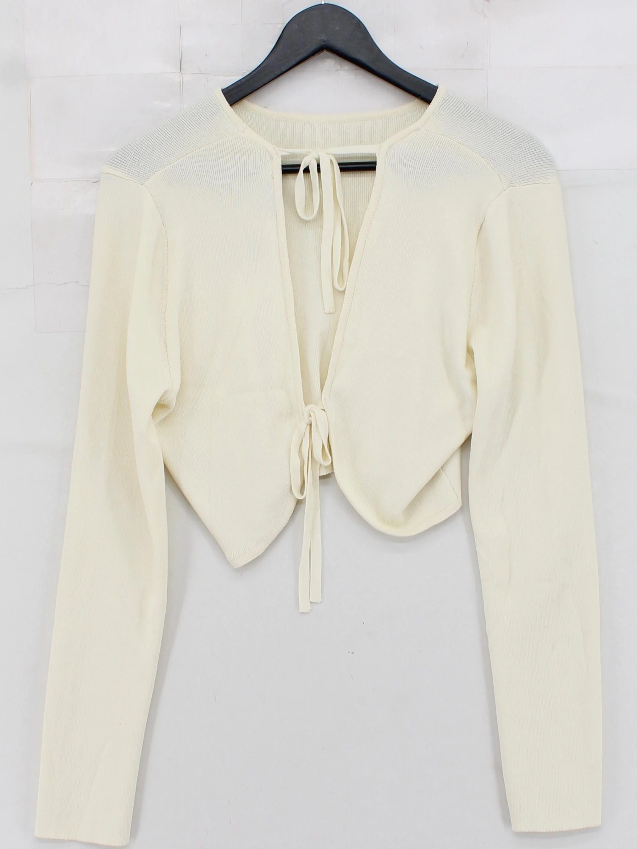 Topshop Women's Top UK 12 Cream Polyamide with Viscose Cropped - Image 2