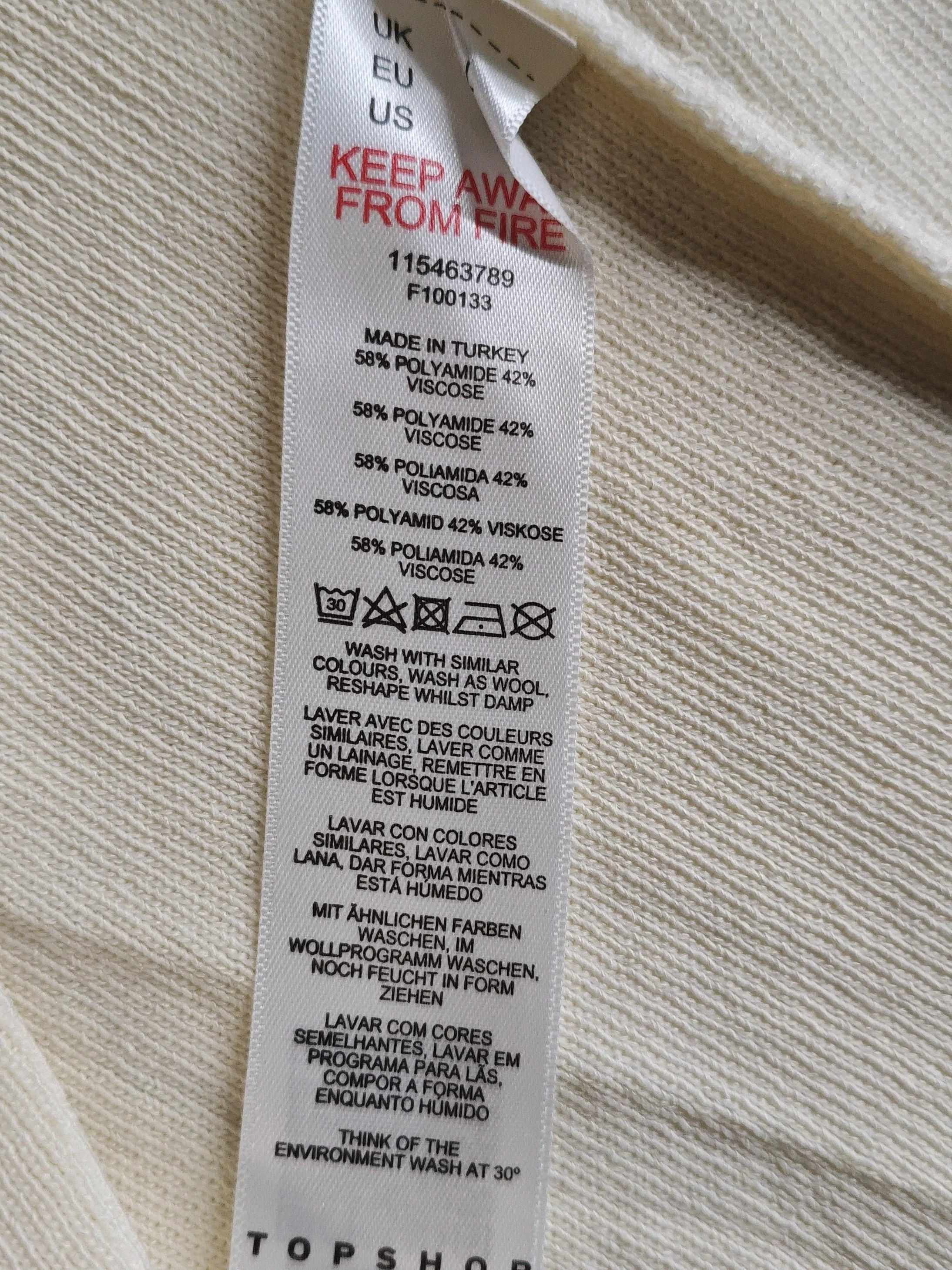 Topshop Women's Top UK 12 Cream Polyamide with Viscose Cropped - Image 6