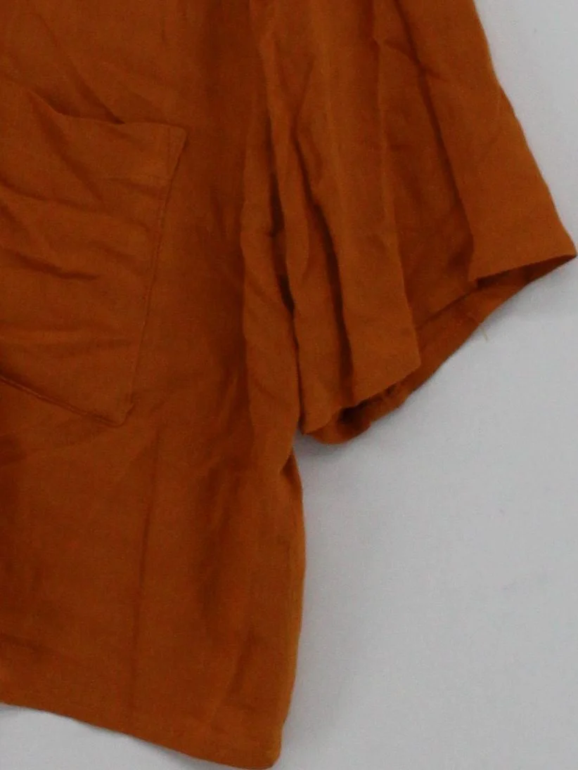 Topshop Women's Top UK 12 Orange 100% Viscose Short Sleeve V-Neck Basic - Image 4