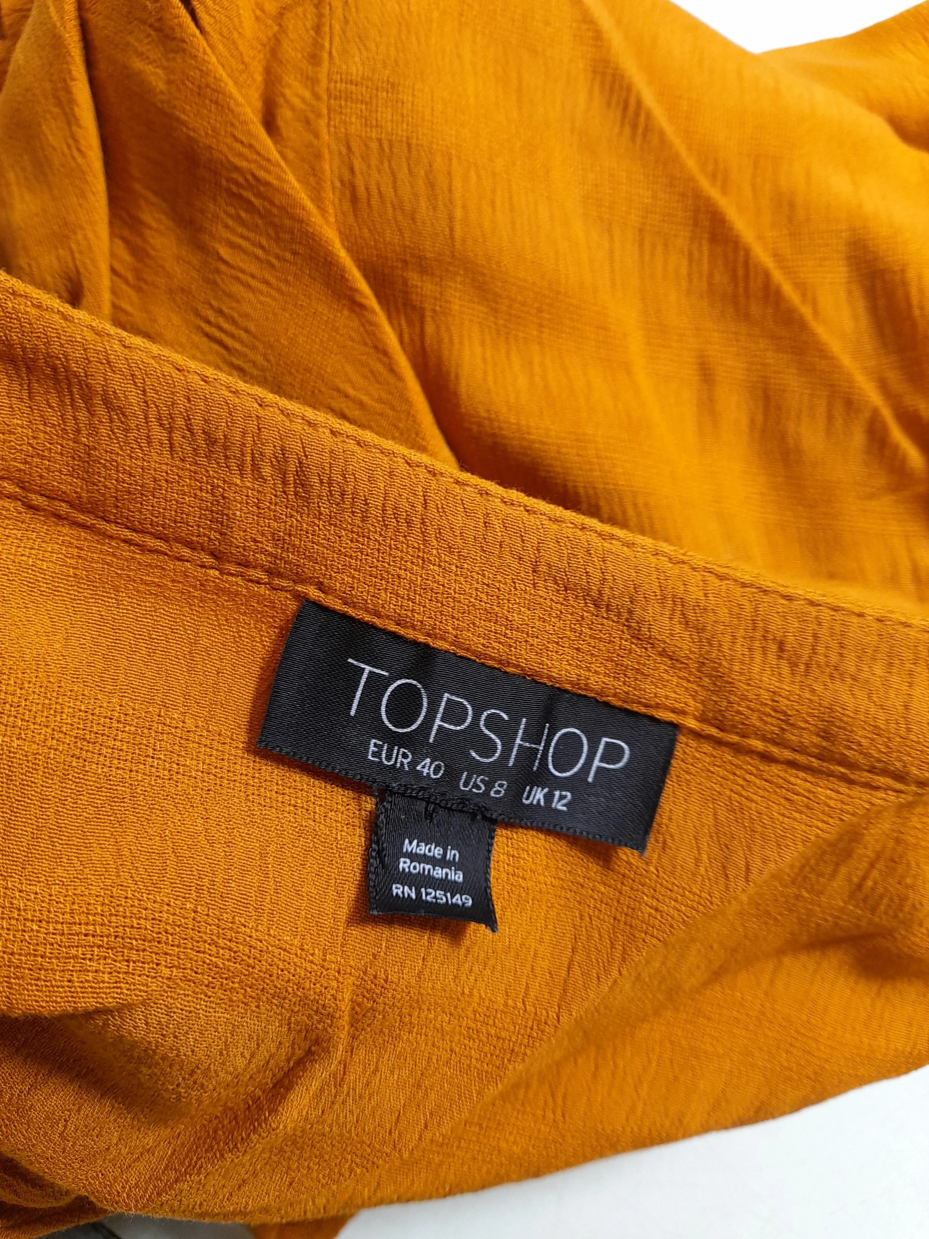 Topshop Women's Top UK 12 Orange 100% Viscose Short Sleeve V-Neck Basic - Image 5