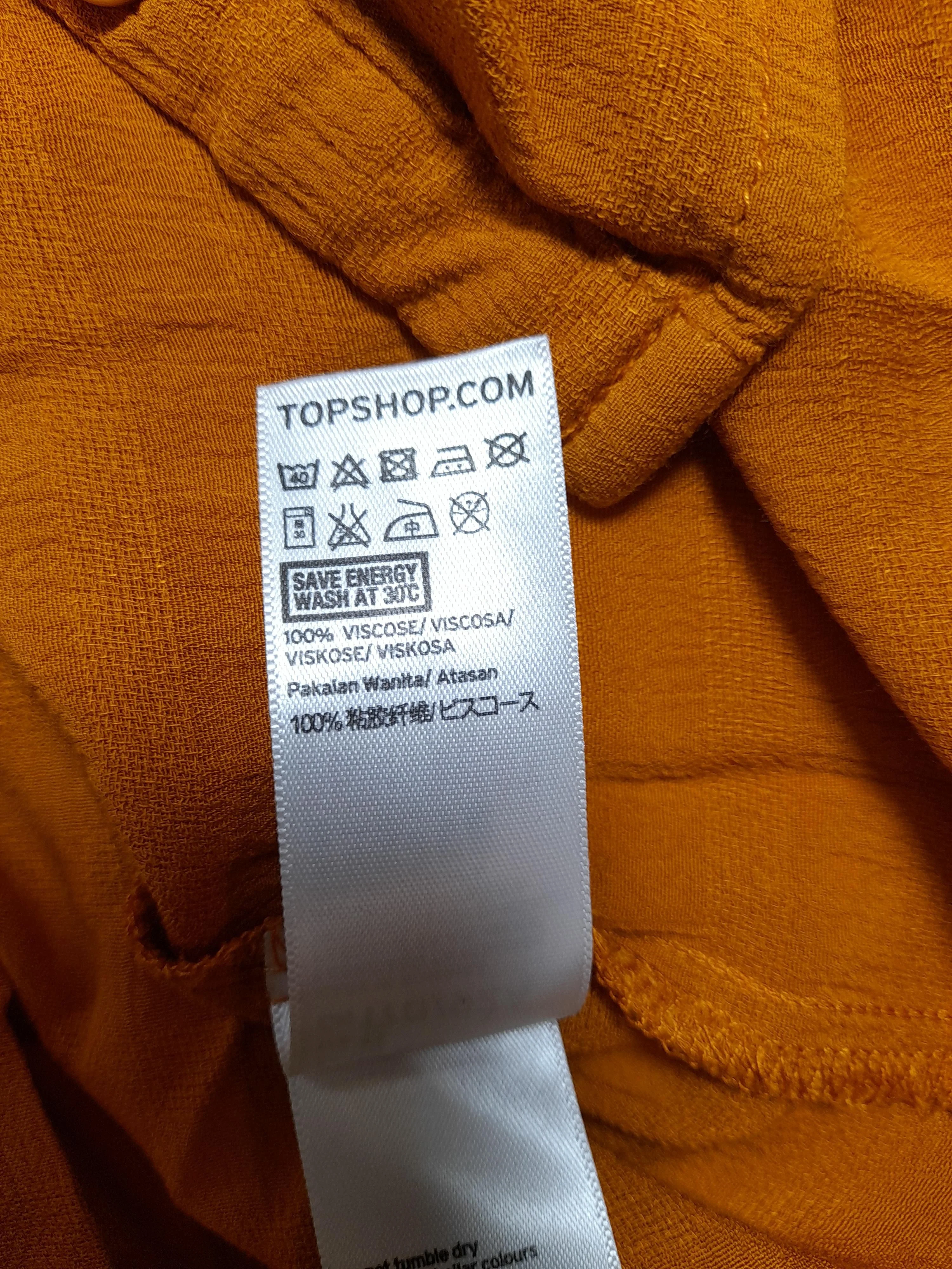 Topshop Women's Top UK 12 Orange 100% Viscose Short Sleeve V-Neck Basic - Image 6
