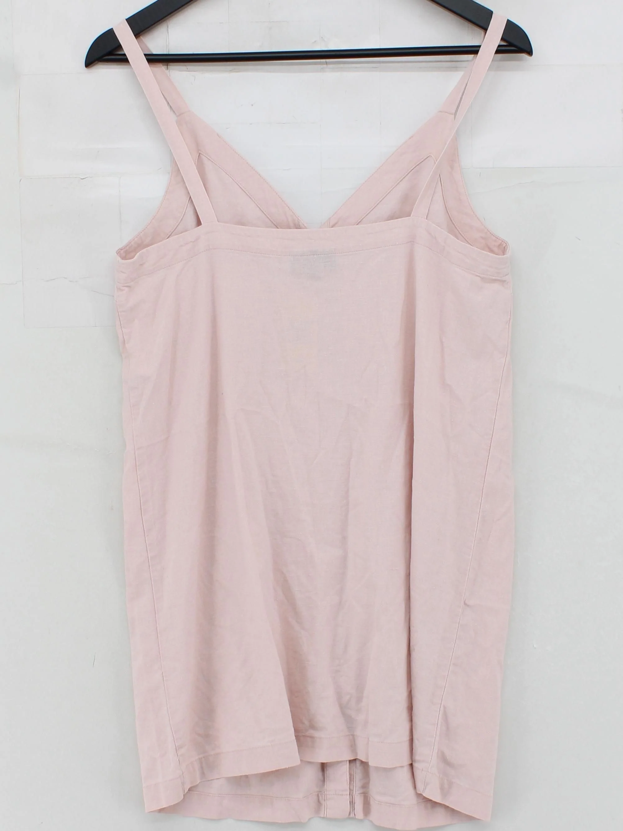 Topshop Women's Top UK 12 Pink Linen with Viscose Sleeveless V-Neck Basic - Image 2