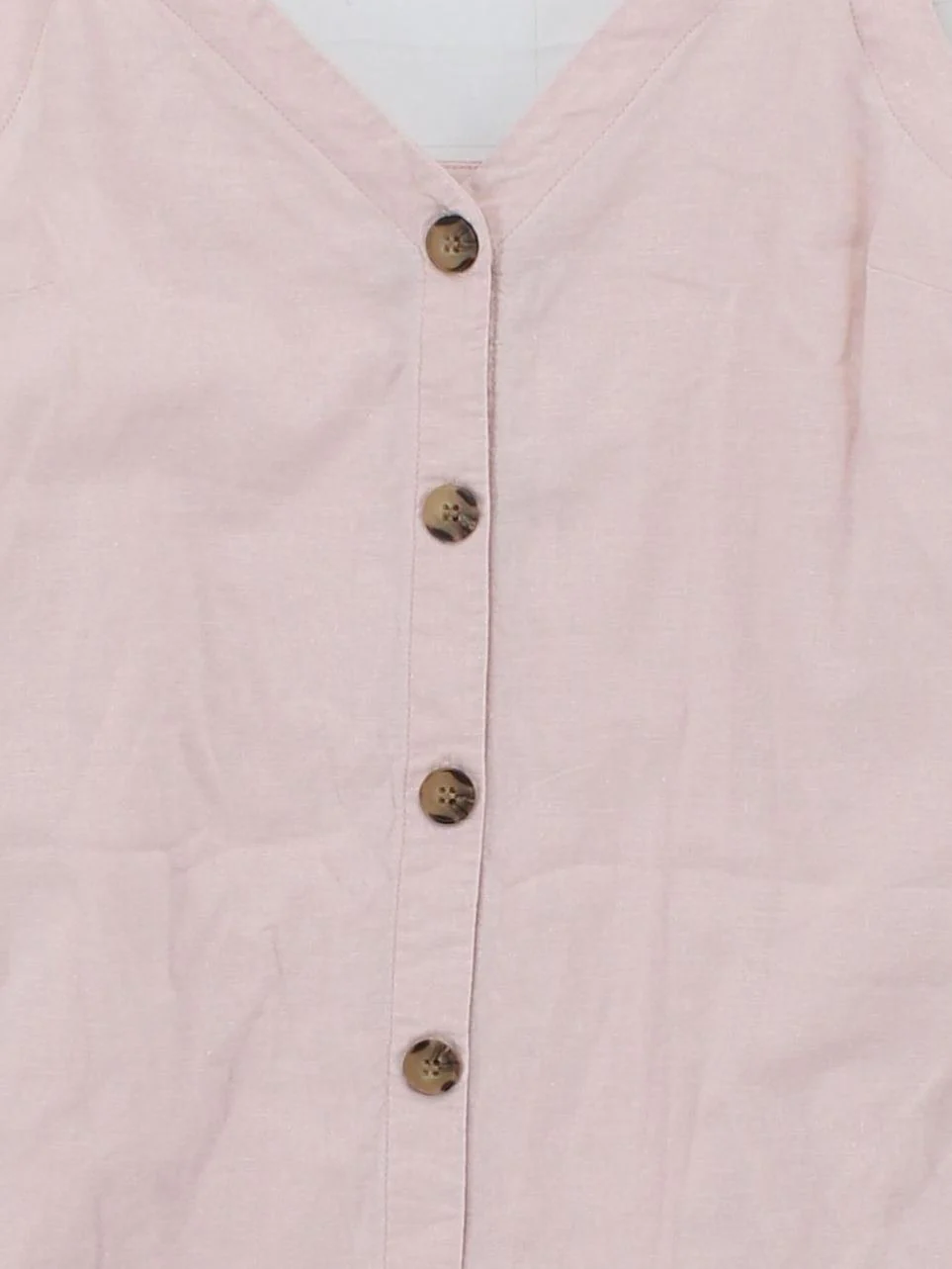 Topshop Women's Top UK 12 Pink Linen with Viscose Sleeveless V-Neck Basic - Image 3