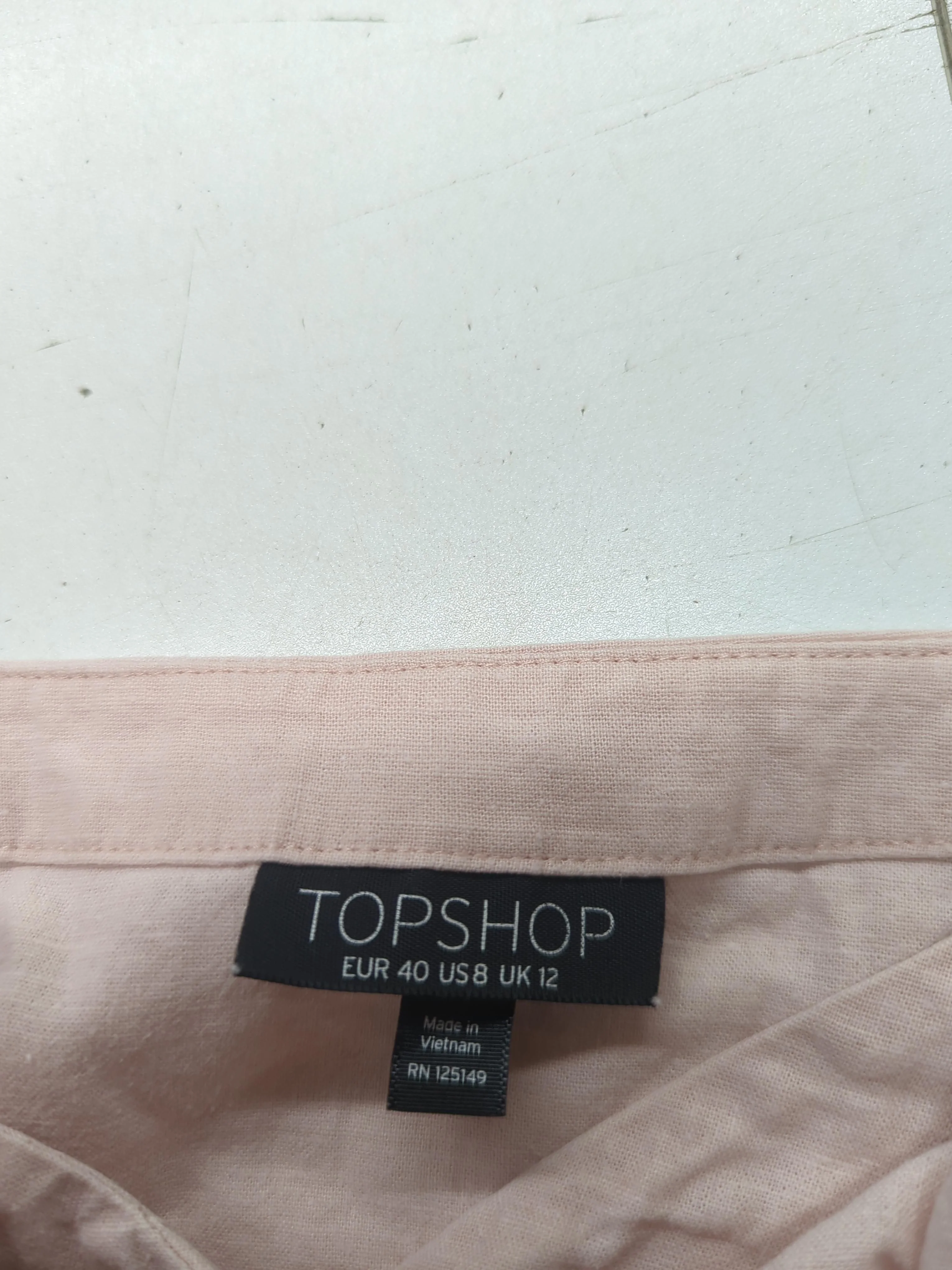 Topshop Women's Top UK 12 Pink Linen with Viscose Sleeveless V-Neck Basic - Image 5