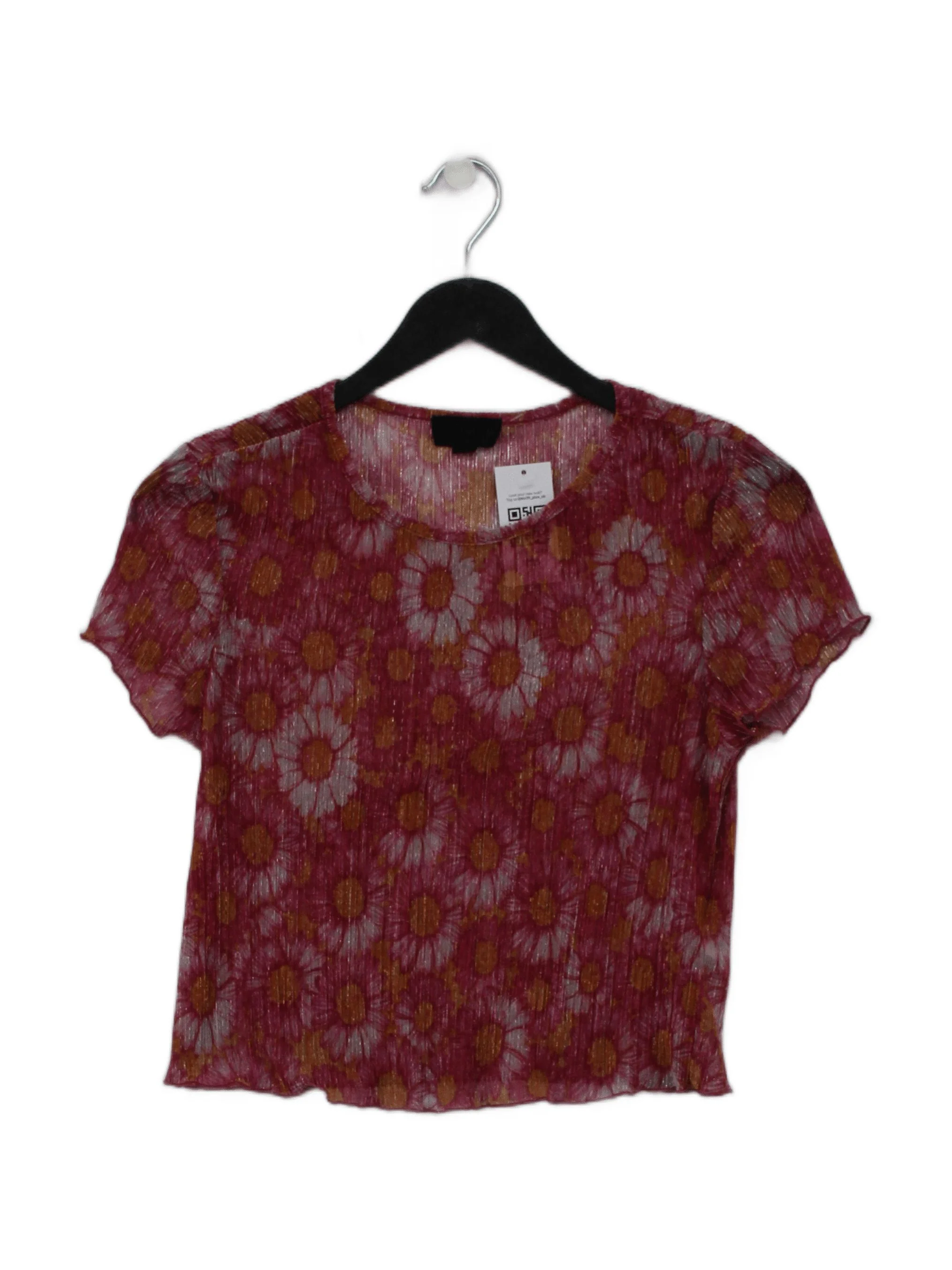 Topshop Women's Top UK 12 Red Polyester with Other Basic